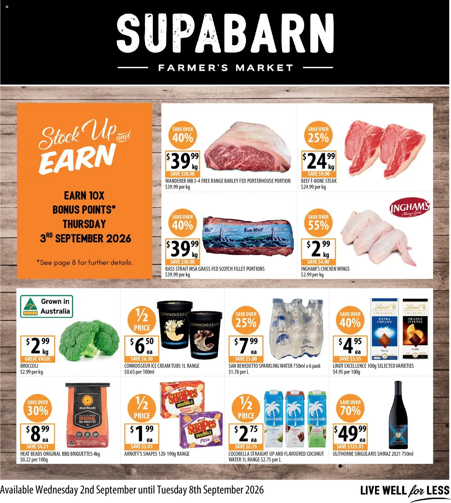 Supabarn catalogue - valid from 02/09/2026 | Page: 1 | Products: Broccoli, Grass, Briquettes, Chicken wings