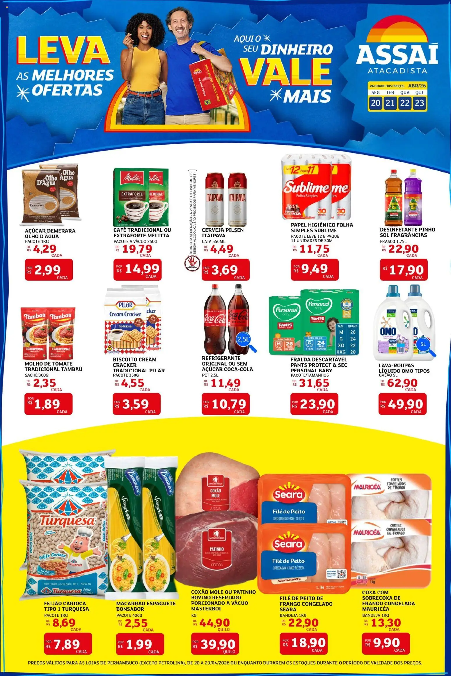 Assaí Atacadista Folheto - válido de 20.04.2026 | Página: 1 | Produtos: Feijão, Biscoito, Bandeja, Refrigerante
