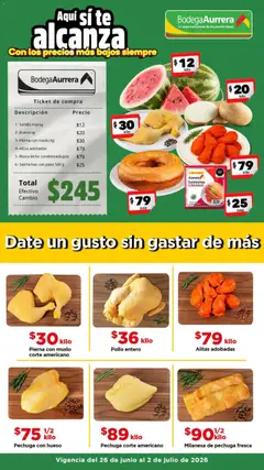 Vista previa de Bodega Aurrerá folleto Date un gusto sin gastar de más, nuevo folleto de la tienda, válido en México a partir del 26/06/2026