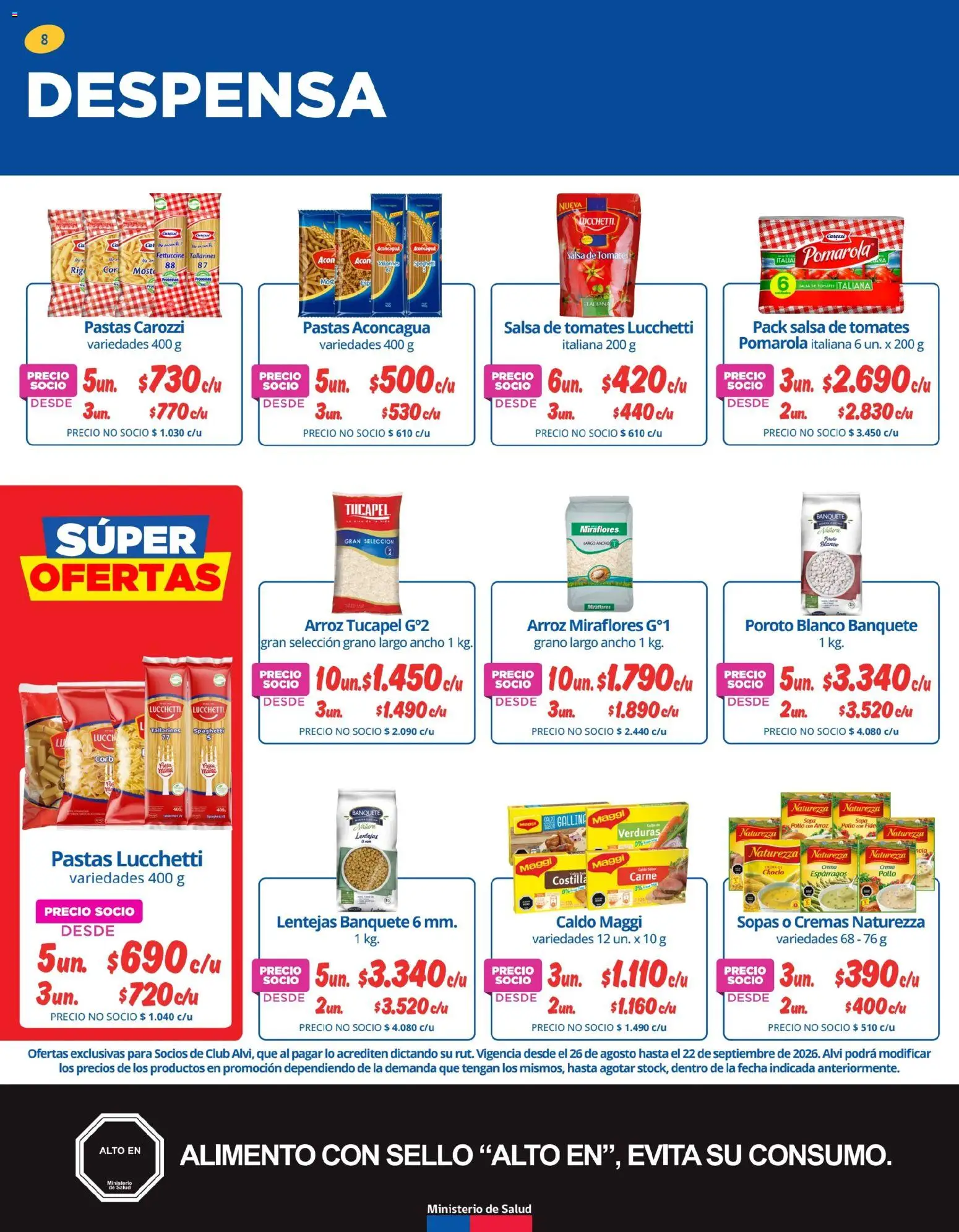 Alvi catálogo │ válido desde el 25.08.2026 | Página: 8 | Productos: Esparragos, Verduras, Pollo, Crema
