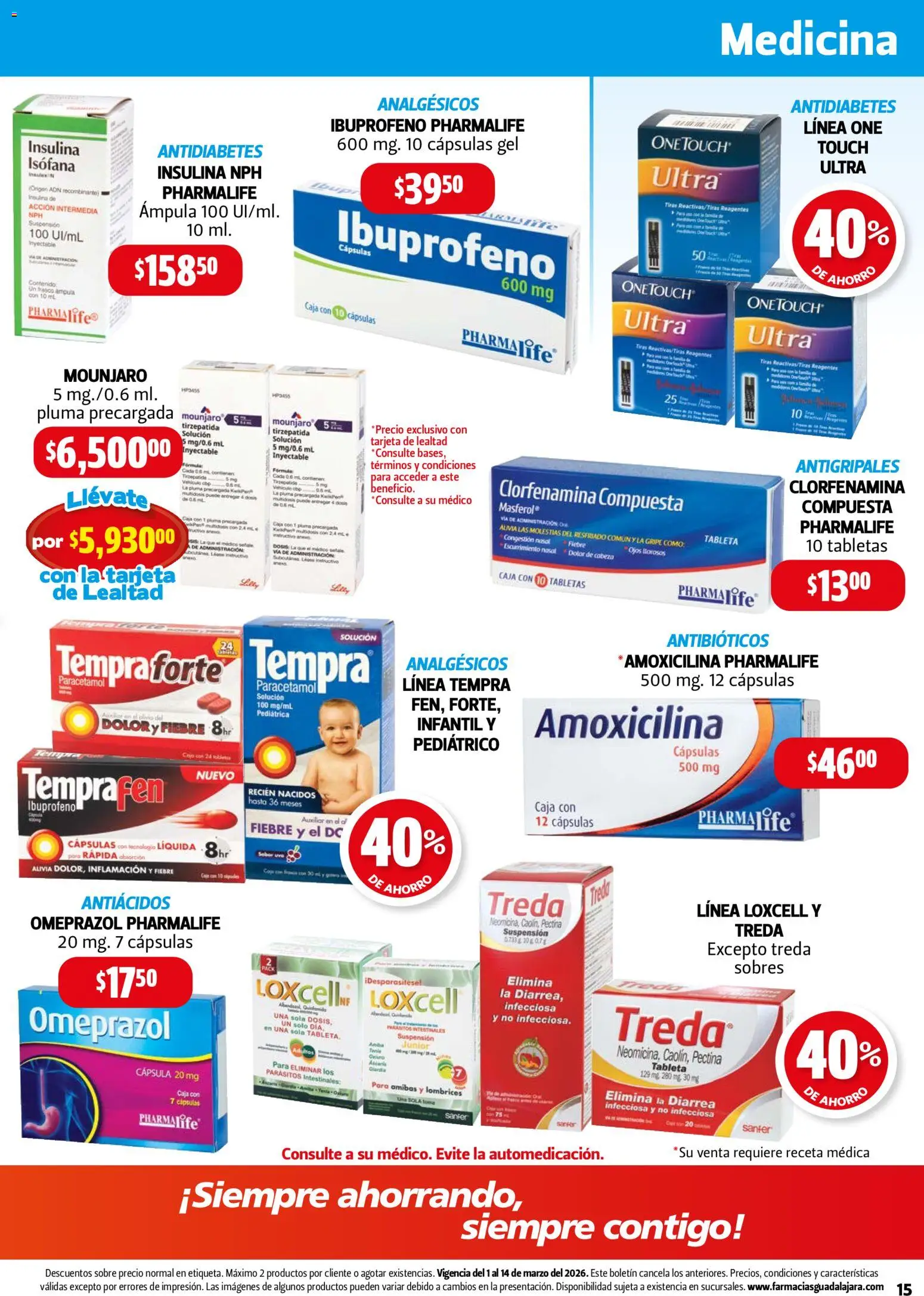 Nuevas ofertas de Farmacia Guadalajara válidas en toda la República Mexicana desde el 01/03/2026. ¡Encuentra las mejores ofertas en Farmacia Guadalajara catálogo! | Página: 15 | Productos: Frasco, Caja, Tableta, Sobre