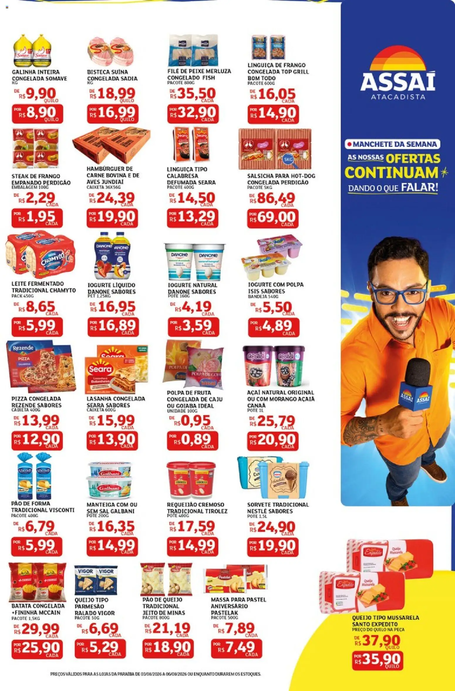 Assaí Atacadista Folheto - válido de 03/08/2026 | Página: 3 | Produtos: Carne, Sal, Pão de queijo, Açaí
