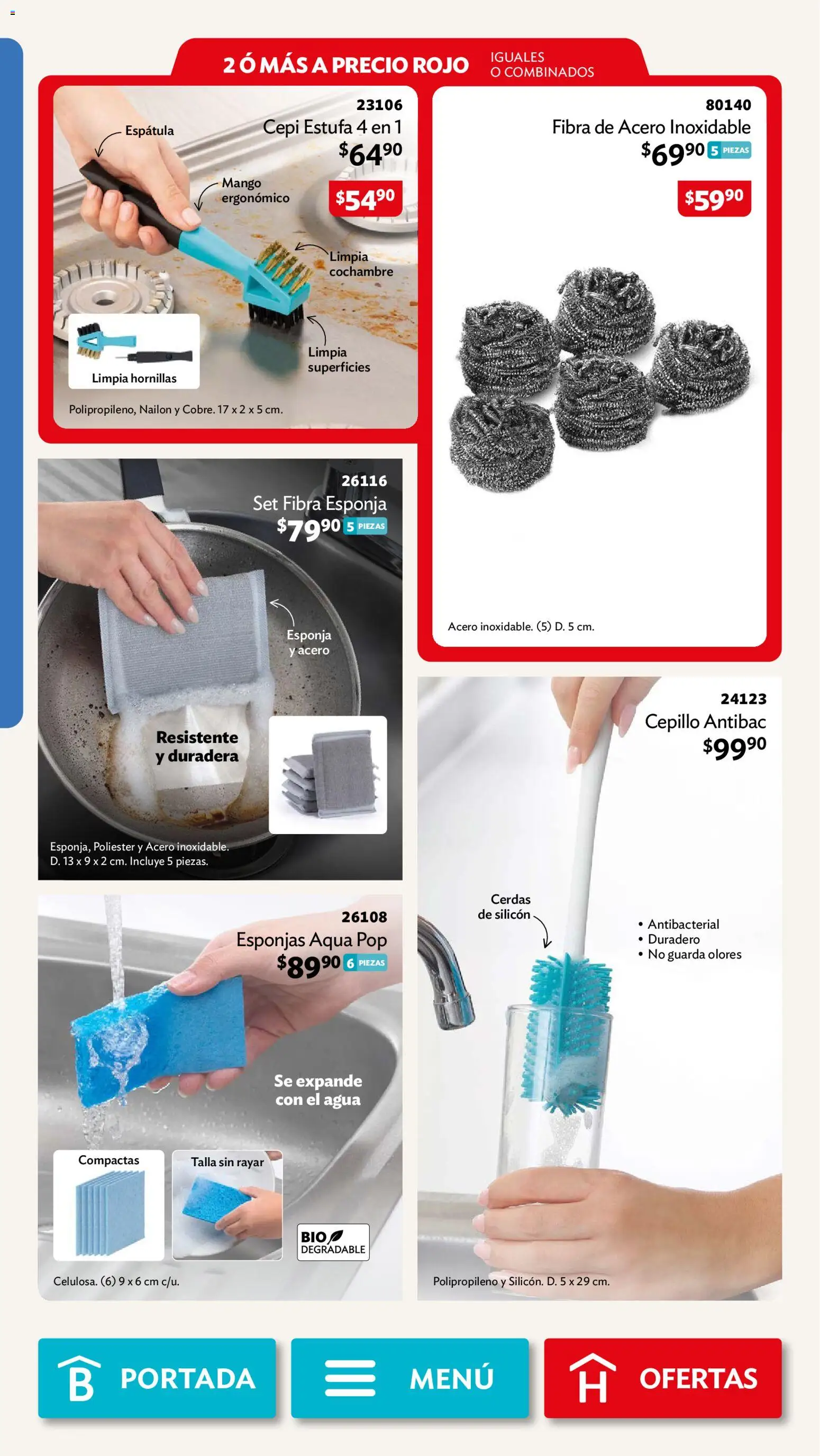 Nuevas ofertas de Betterware válidas en toda la República Mexicana desde el 31/08/2026. ¡Encuentra las mejores ofertas en Betterware campaña 9 2026! | Página: 96 | Productos: Espátula, Cepillo, Agua, Esponjas