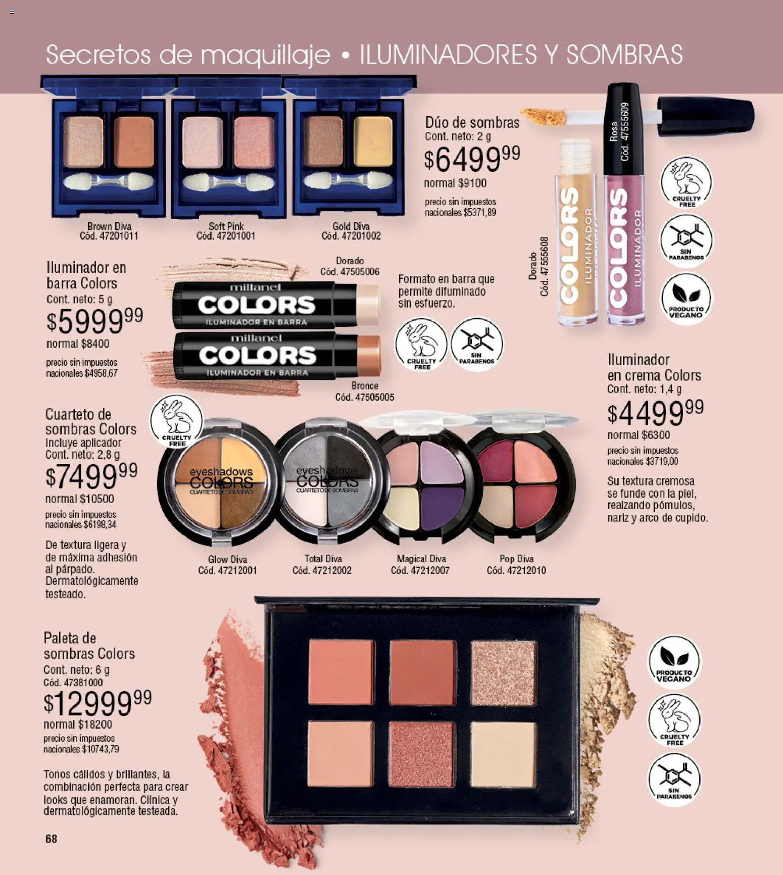 Millanel - Catálogo │ válido desde el 30/03/2026 | Página: 68 | Productos: Maquillaje, Iluminador, Paleta, Crema
