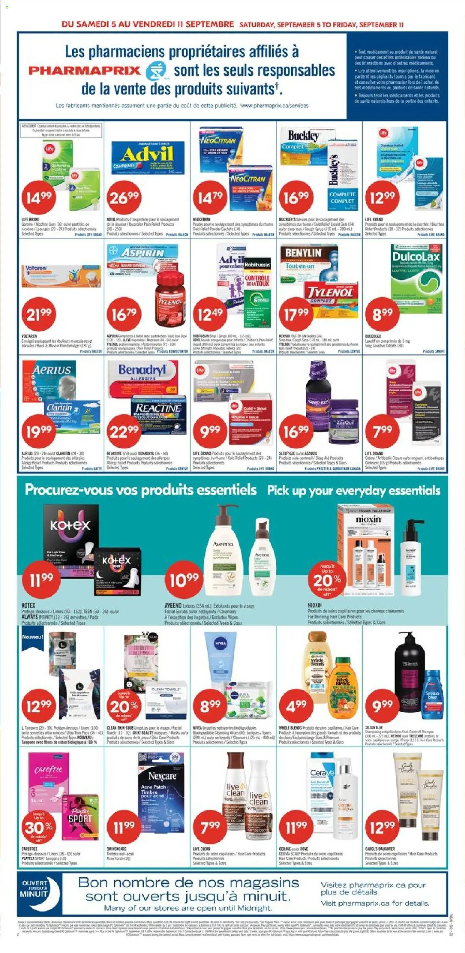 Pharmaprix flyer valid from Sep 5, 2026 | Page: 4 | Products: Towels, Sachets, Syrup, Cough syrup