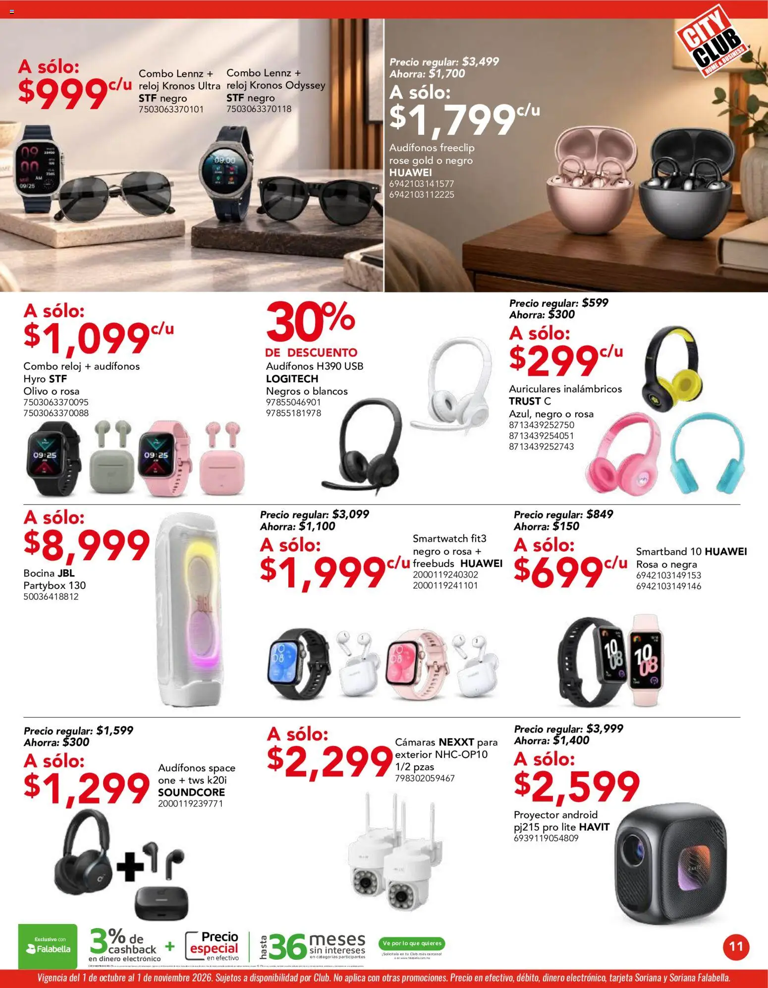Nuevas ofertas de City Club válidas en toda la República Mexicana desde el 01/10/2026. ¡Encuentra las mejores ofertas en City Club catálogo! | Página: 11 | Productos: Usb, Proyector, Audífonos, Bocina