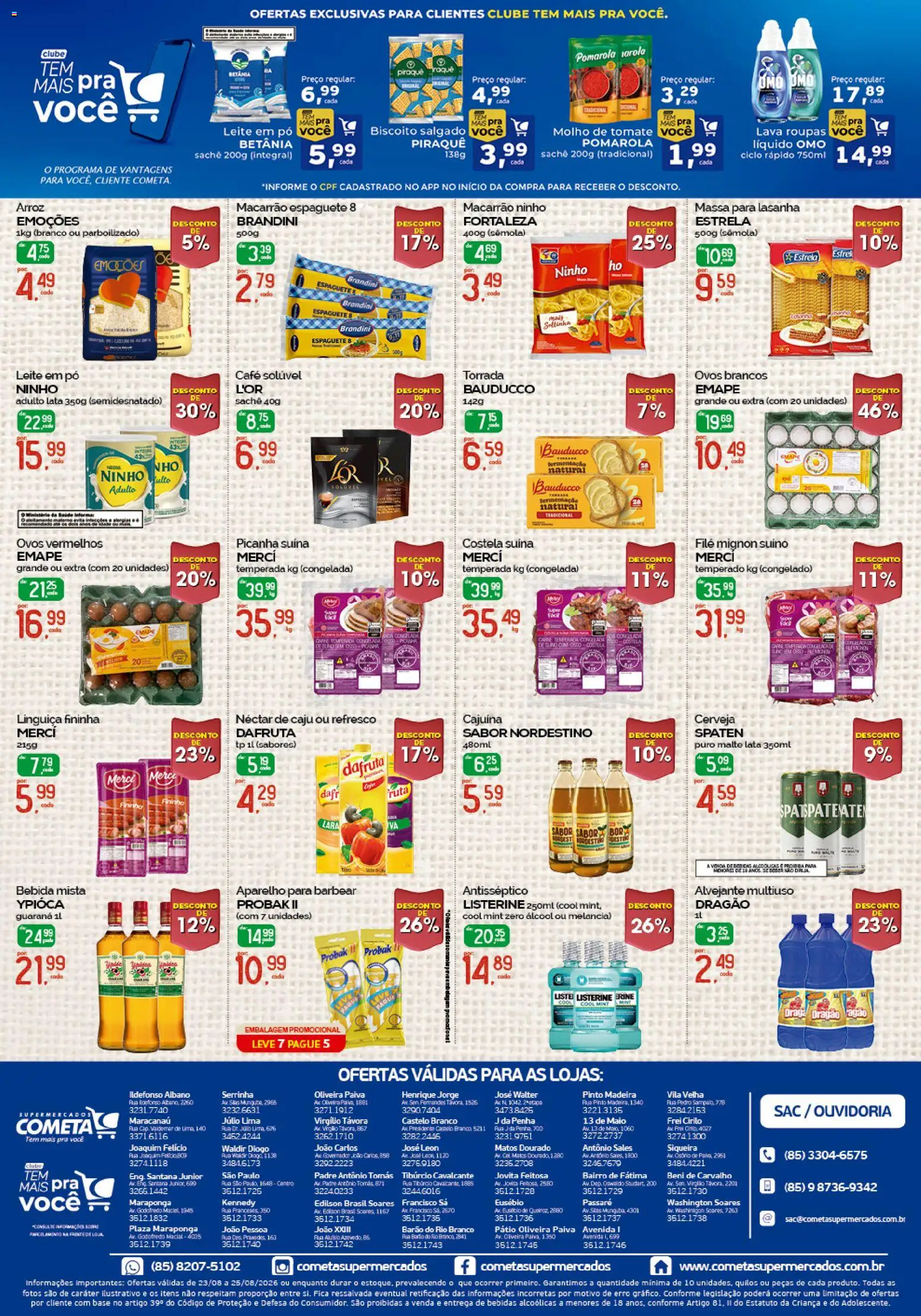 Cometa Supermercados Folheto - válido de 23/08/2026 | Página: 2 | Produtos: Filé mignon suíno, Pó, Alvejante, Molho de tomate
