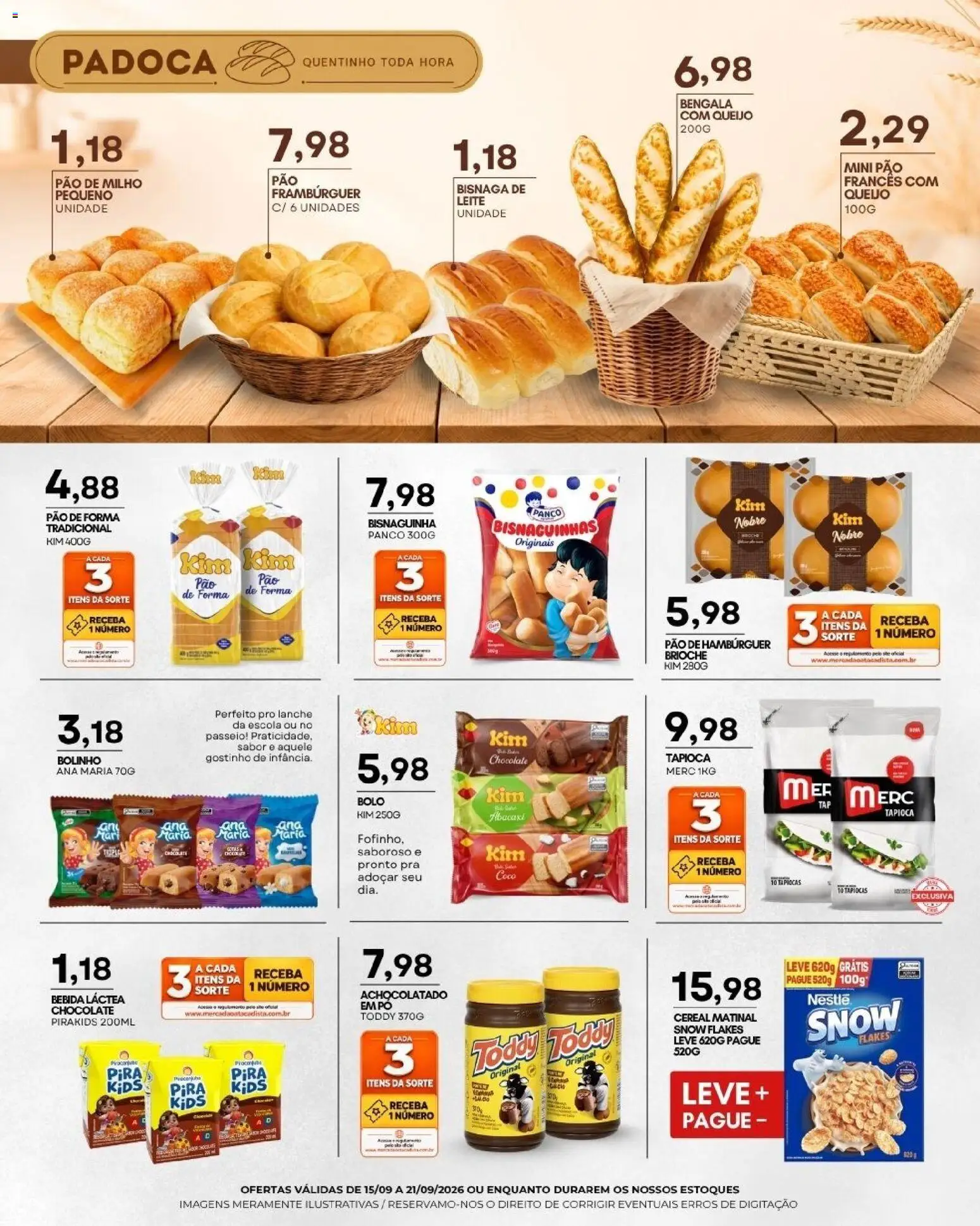 Mercadão Atacadista Folheto - válido de 15/09/2026 | Página: 7 | Produtos: Pó, Tapioca, Pão, Hambúrguer