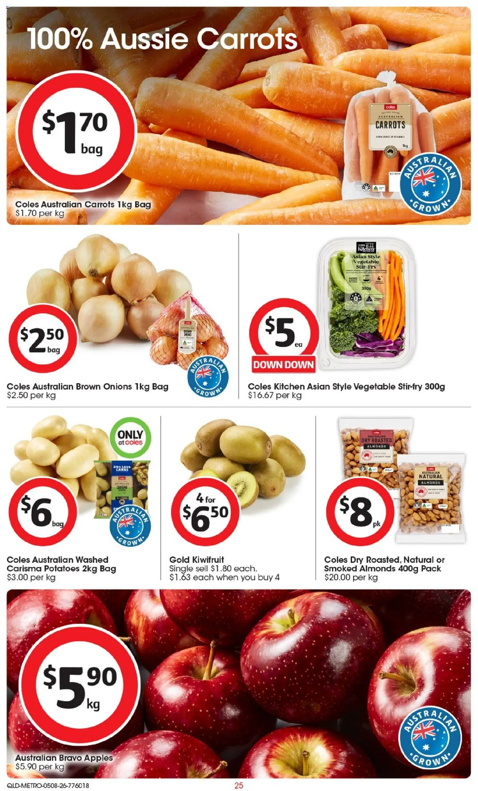 Coles catalogue - valid from 05/08/2026 | Page: 25 | Products: Kiwifruit, Carrots, Onions, Bag