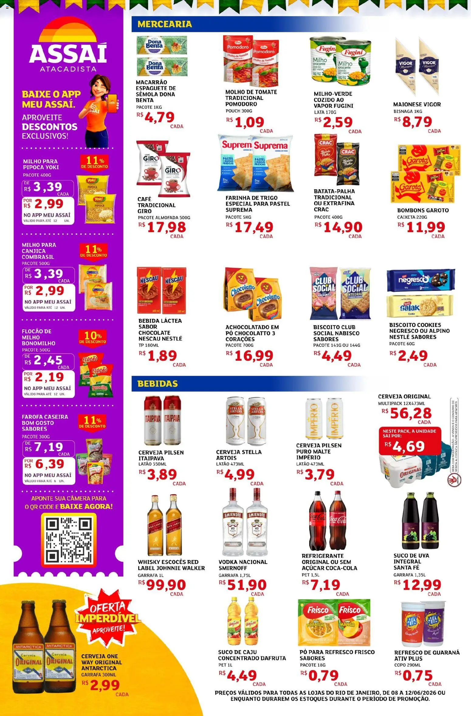 Assaí Atacadista Folheto - válido de 08.06.2026 | Página: 2 | Produtos: Espaguete, Refresco, Farofa, Câmera