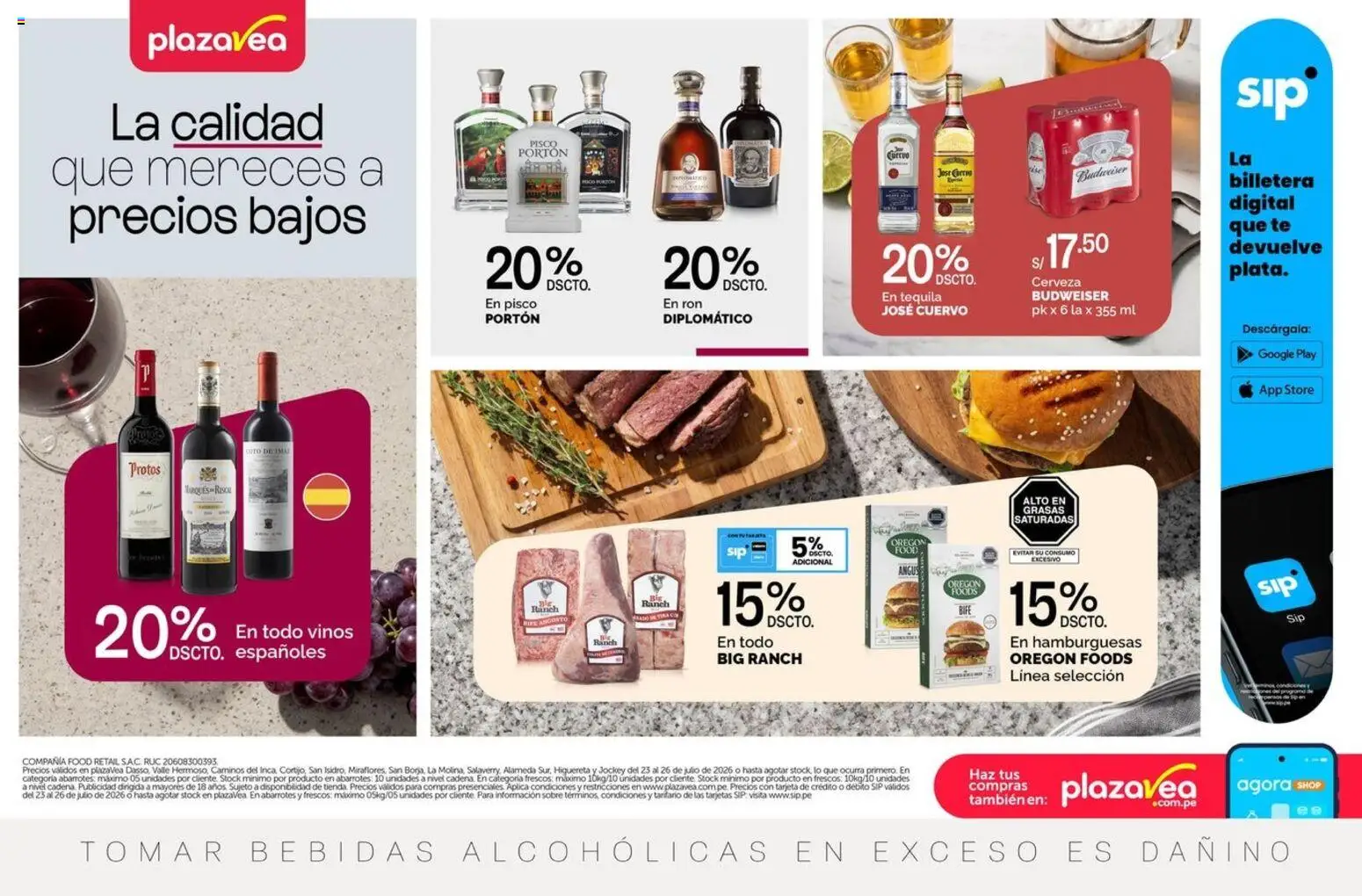 Catálogo Plaza Vea válido desde 23/07/2026 | Página: 1 | Productos: Cerveza, Té, Billetera