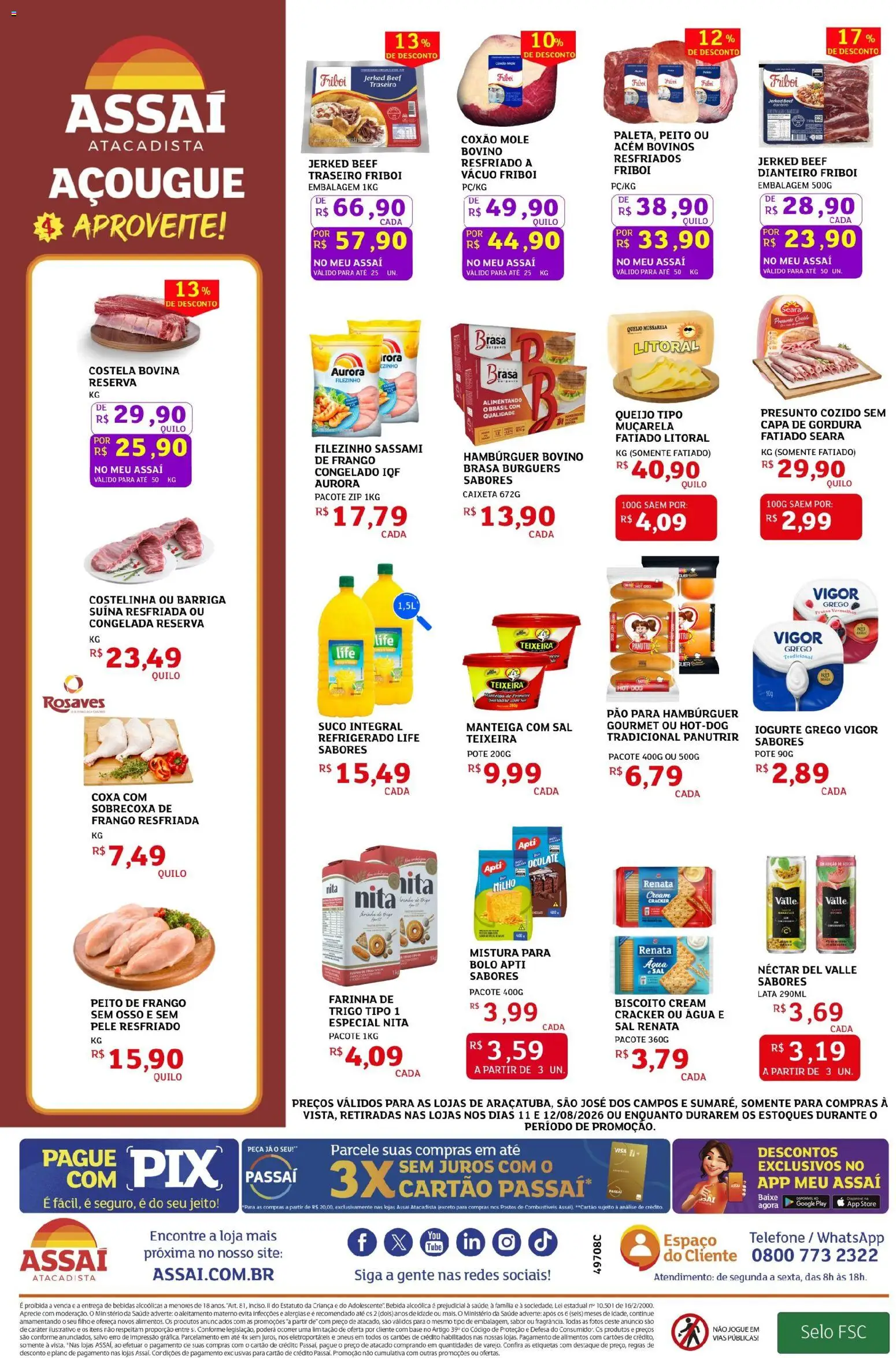 Assaí Atacadista Folheto - válido de 11/08/2026 | Página: 2 | Produtos: Coxão mole, Costela bovina, Manteiga, Base