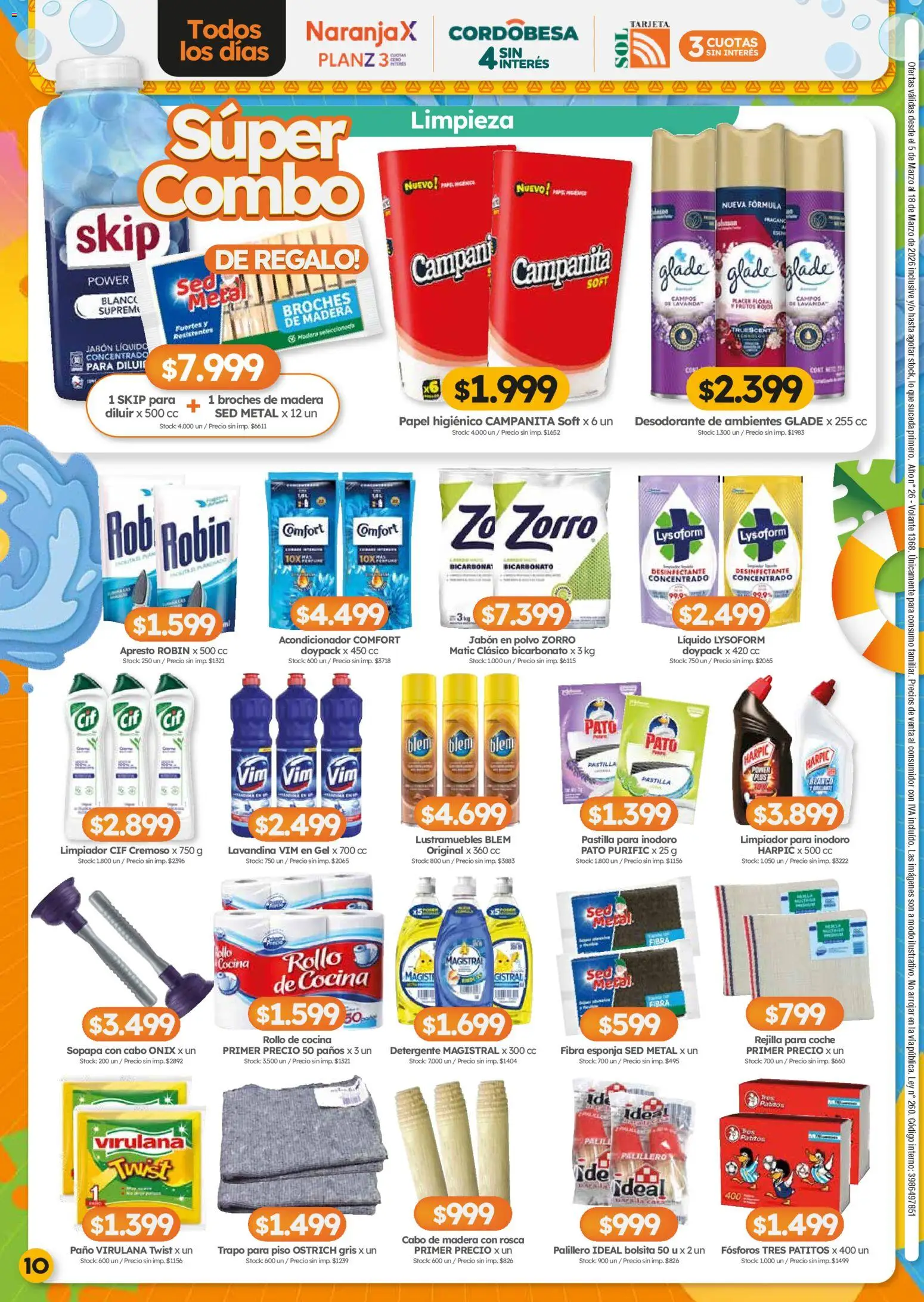 Cordiez ofertas │ válido desde el 05.03.2026 | Página: 10 | Productos: Desinfectante, Lavandina, Polvo, Desodorante