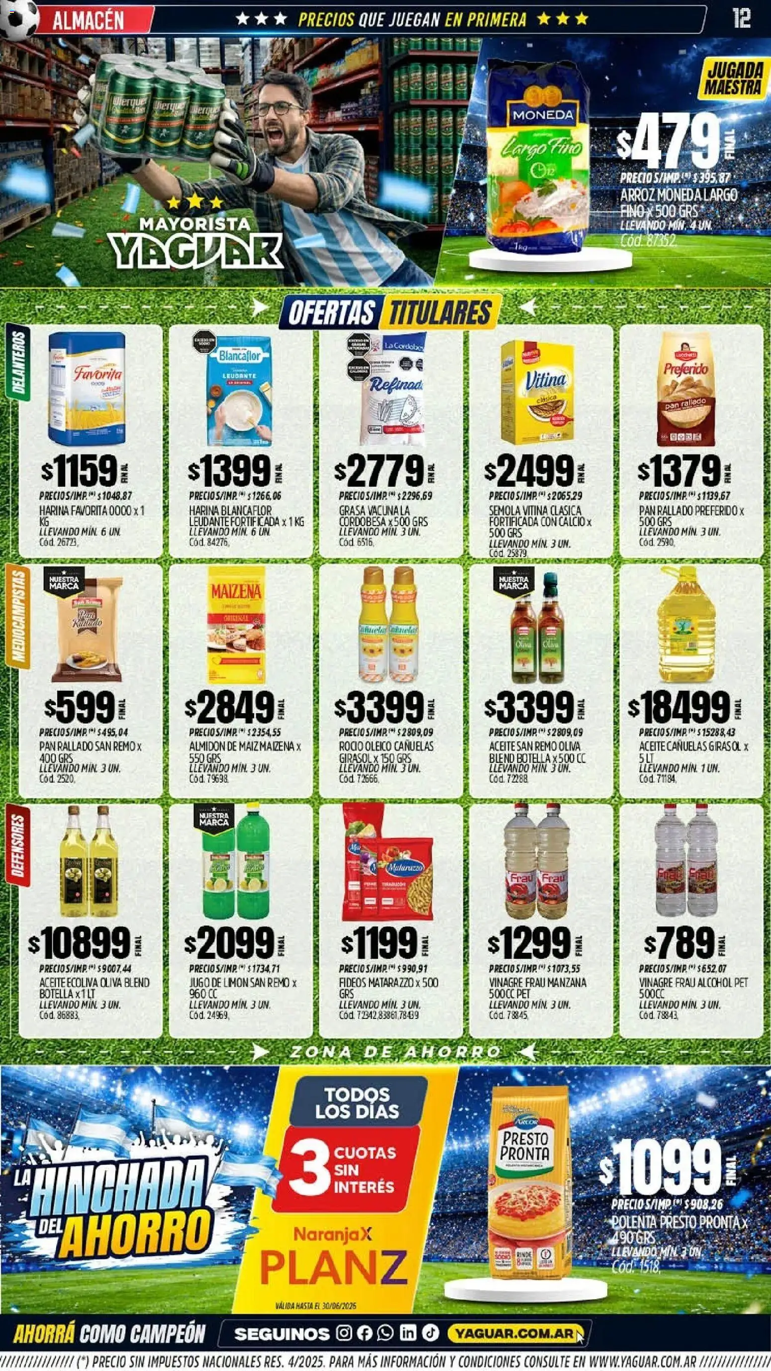 Yaguar - Oferta Semanal Jujuy │ válido desde el 15/06/2026 | Página: 11 | Productos: Oliva, Manzana, Pan, Fideos