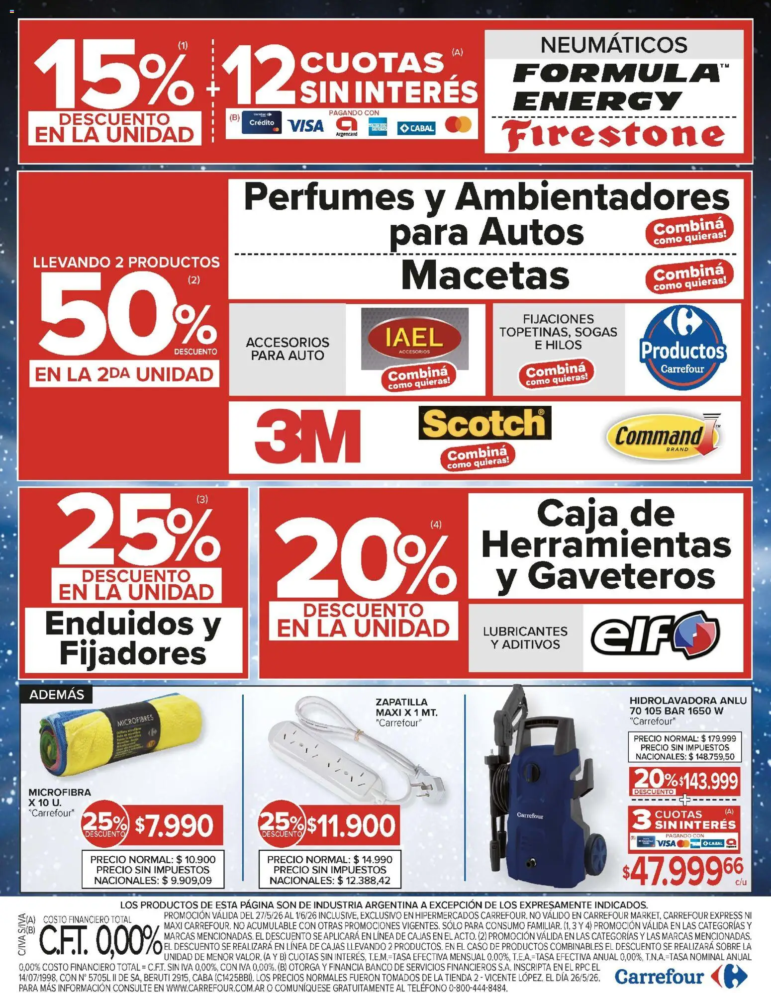 Carrefour ofertas │ válido desde el 27.05.2026 | Página: 23 | Productos: Teléfono, Neumáticos, Caja, Hidrolavadora
