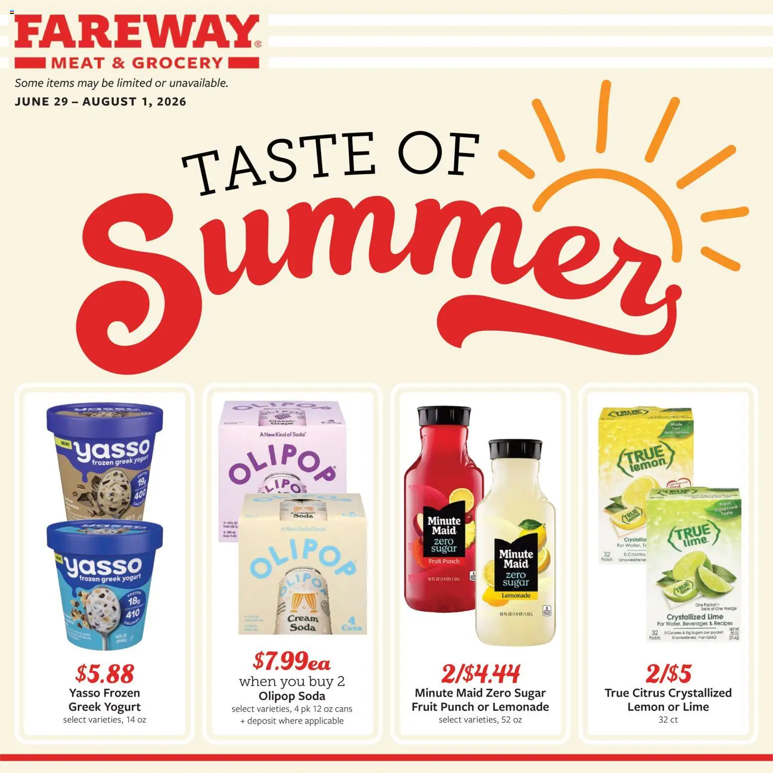 Fareway Monthly Ad - valid from 06/29/2026 | Page: 1 | Products: Yogurt, Cream, Sugar, Lime