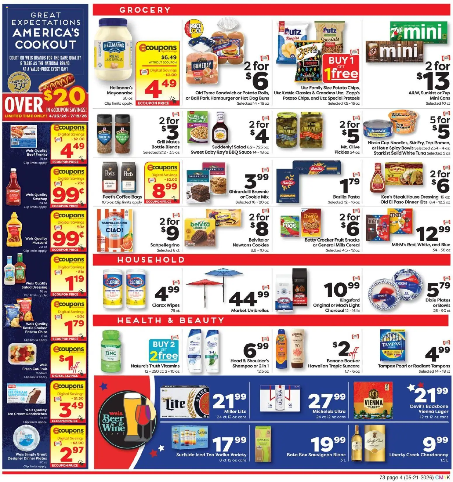 Weis Weekly Circular - VA - valid from 21.05.2026 | Page: 4 | Products: Zinc, Clip, Beer, Vodka