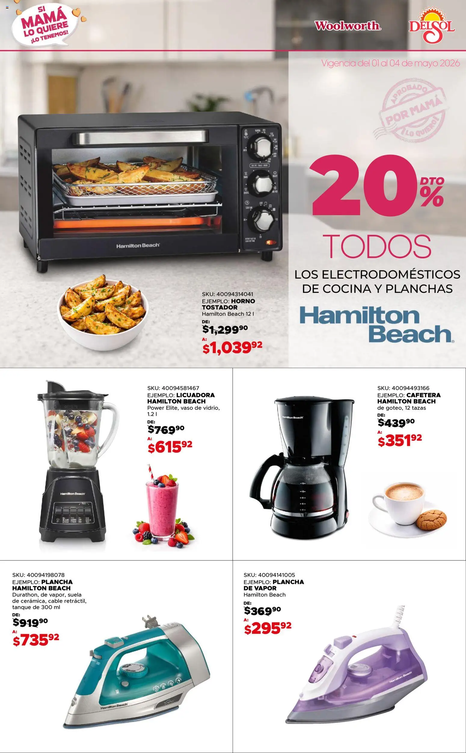 Nuevas ofertas de Del Sol y Woolworth válidas en toda la República Mexicana desde el 01.05.2026. ¡Encuentra las mejores ofertas en Del Sol y Woolworth catálogo! | Página: 5 | Productos: Horno, Cable, Cocina, Cafetera