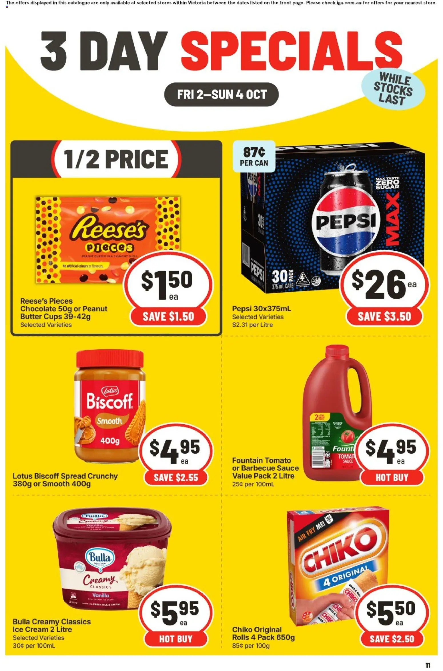 IGA catalogue - valid from 02/10/2026 | Page: 2 | Products: Cups, Pepsi, Ice cream, Peanut butter
