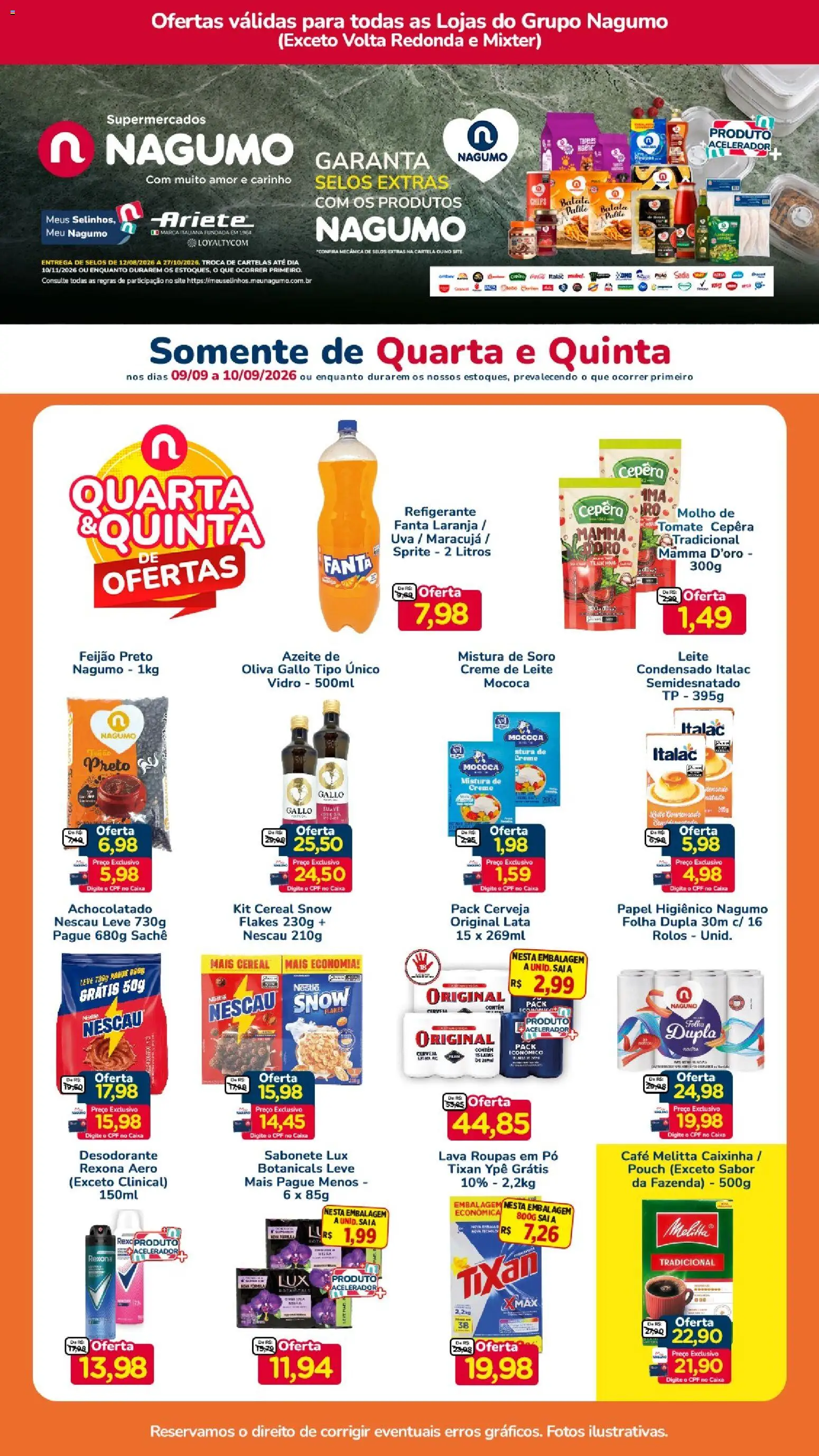 Nagumo Folheto - válido de 09/09/2026 | Página: 1 | Produtos: Desodorante, Cerveja, Roupas, Azeite