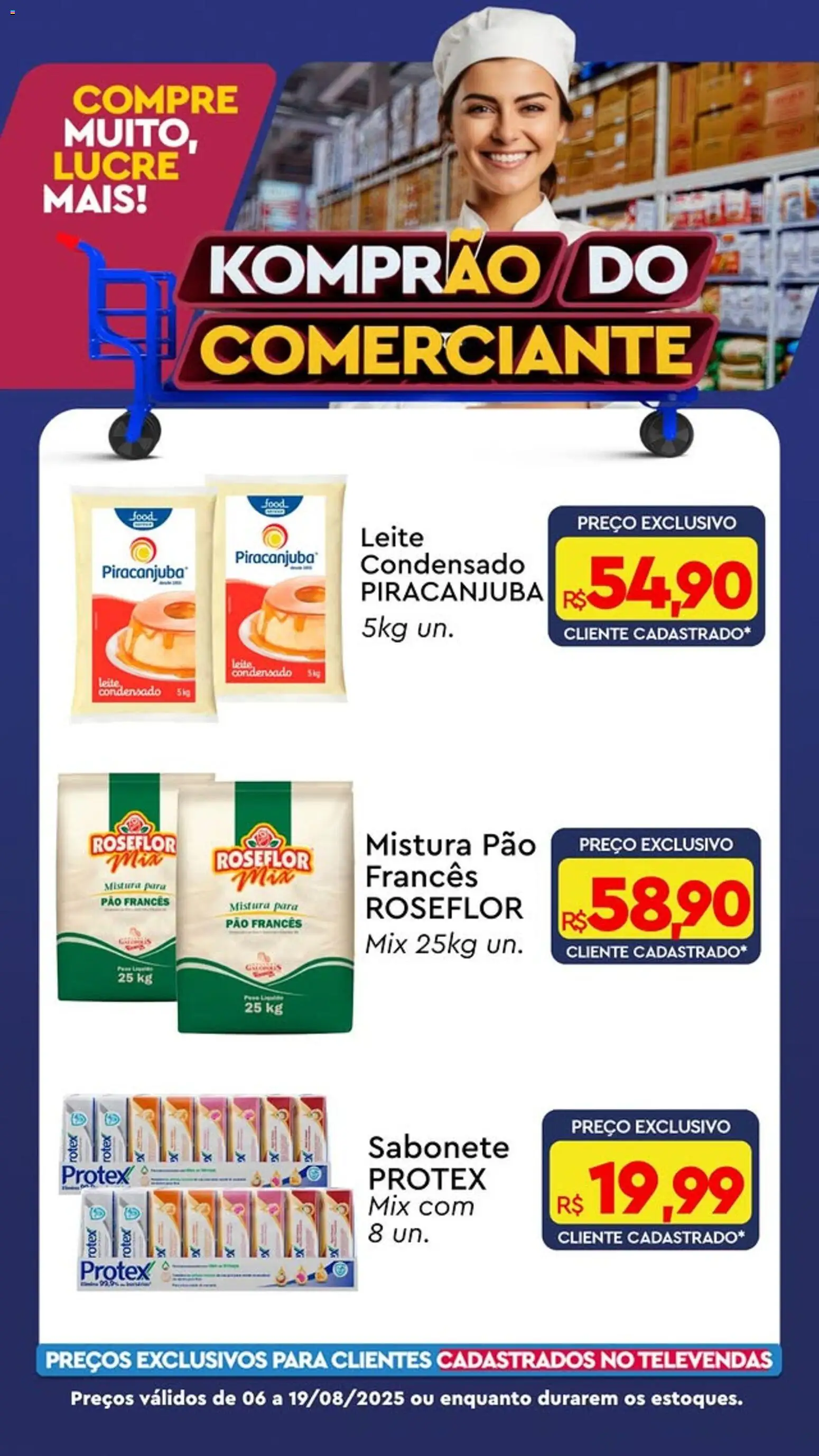 Komprao Atacadista Folheto - válido de 06/08/2026 | Página: 3 | Produtos: Pão, Sabonete, Leite condensado, Pão francês