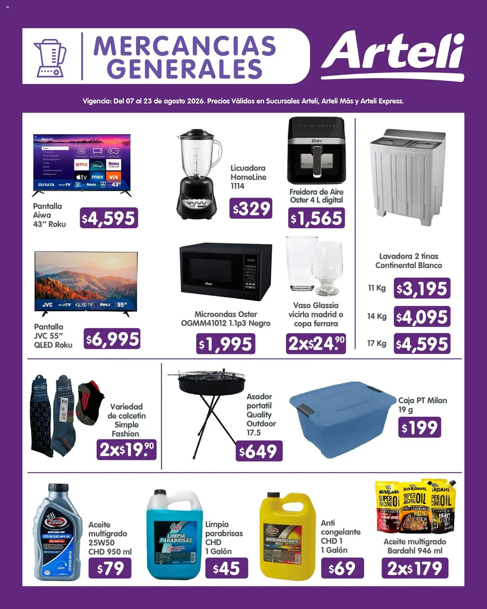 Nuevas ofertas de Arteli válidas en toda la República Mexicana desde el 07/08/2026. ¡Encuentra las mejores ofertas en Arteli folleto Quincenal! | Página: 16 | Productos: Lavadora, Freidora, Té, Caja