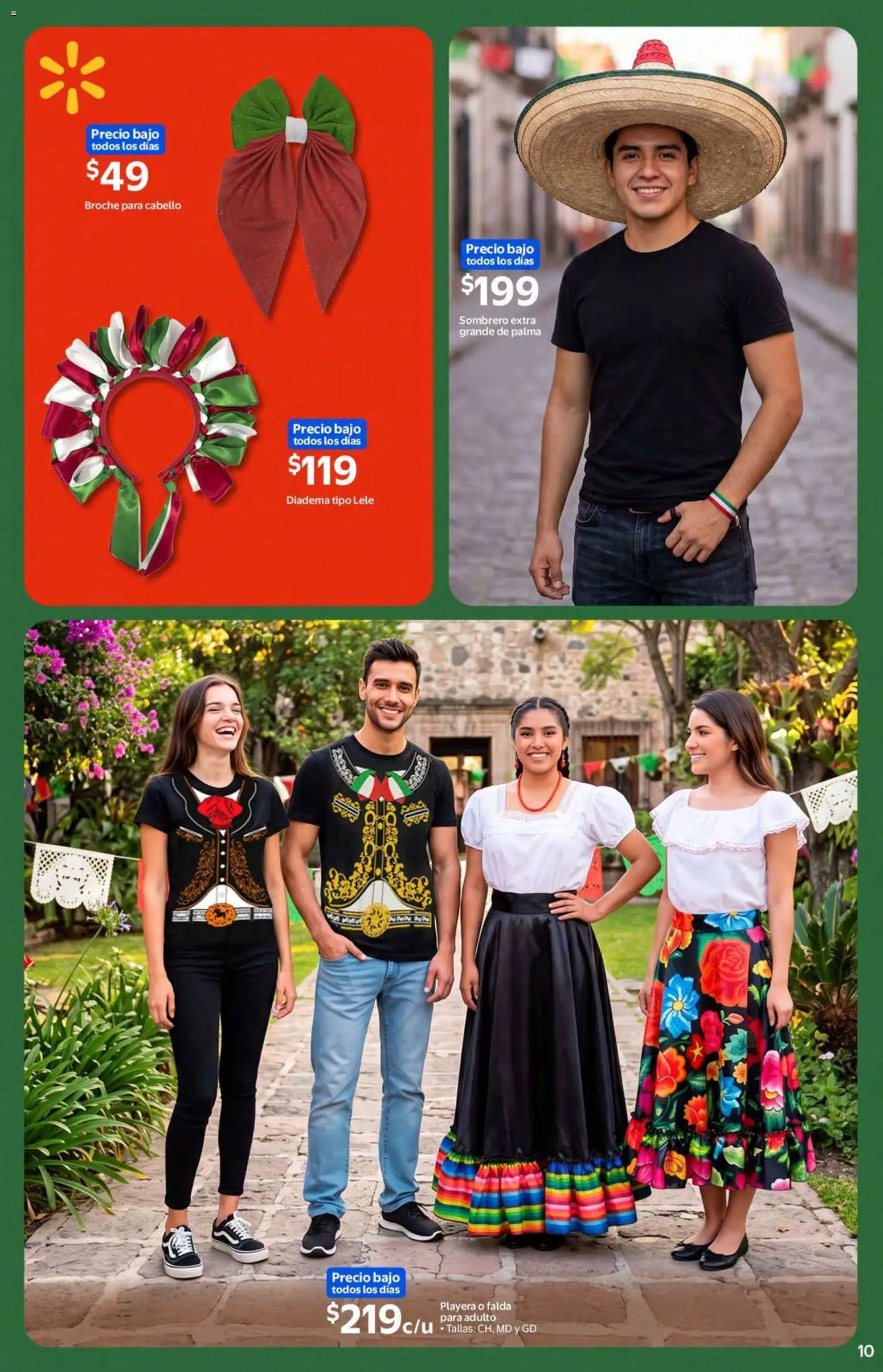 Nuevas ofertas de Walmart válidas en toda la República Mexicana desde el 02/09/2026. ¡Encuentra las mejores ofertas en Walmart folleto Celebra el orgullo mexicano con todo lo que nos une! | Página: 9 | Productos: Sombrero, Playera, Falda
