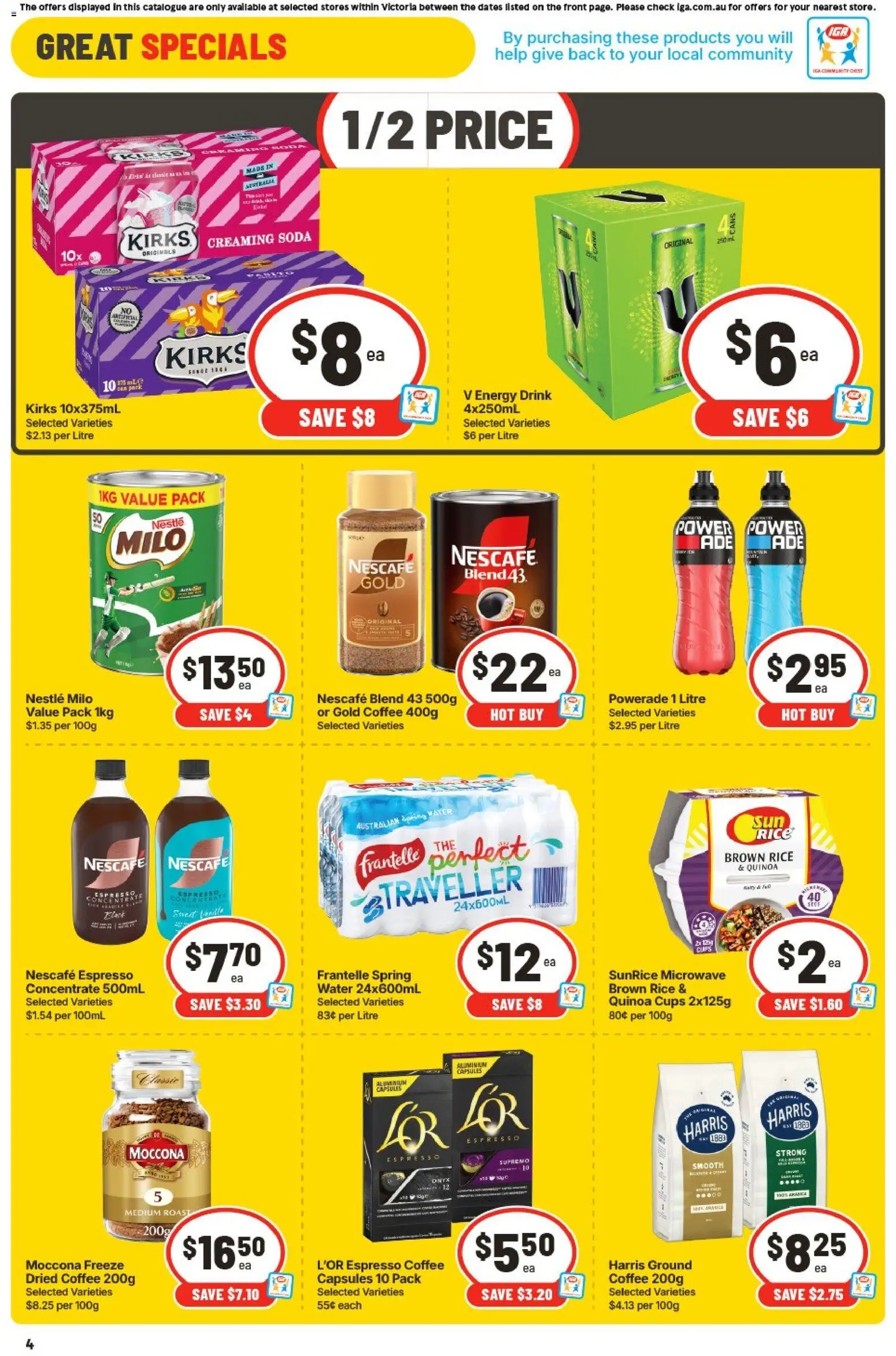 IGA catalogue - valid from 19/08/2026 | Page: 4 | Products: Rice, Quinoa, Moccona, Microwave