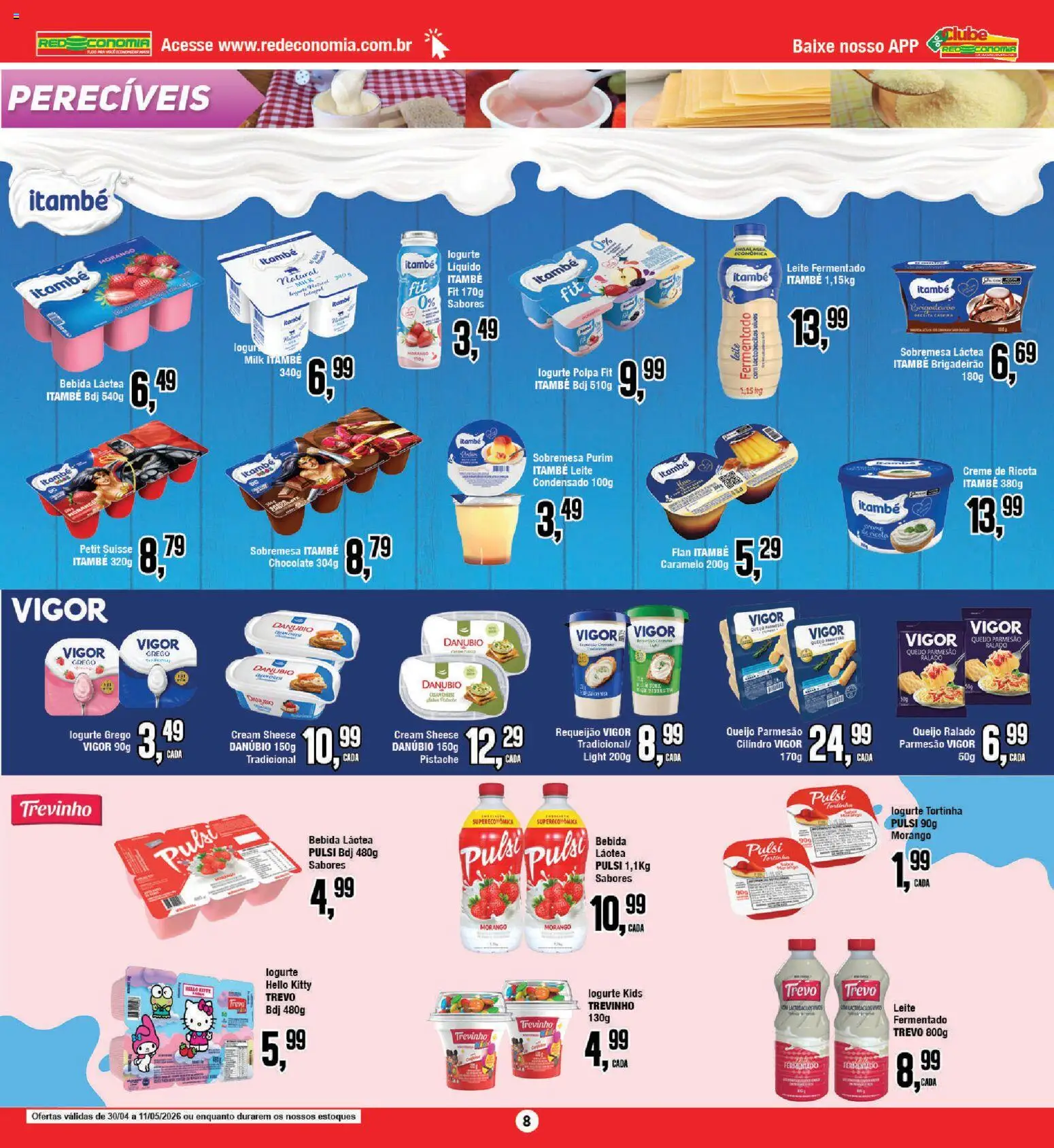 RedEconomia Folheto - válido de 11.05.2026 | Página: 8 | Produtos: Chocolate, Queijo ralado, Ricota, Queijo parmesão
