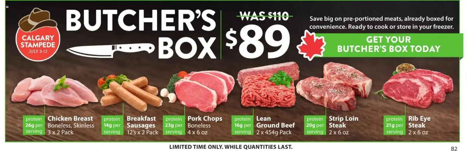 Save on foods flyer valid from Jul 2, 2026 | Page: 7 | Products: Beef, Box, Chicken, Pork