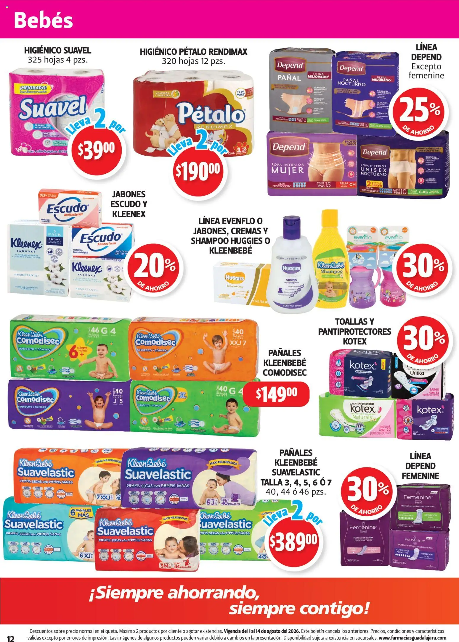 Nuevas ofertas de Farmacia Guadalajara válidas en toda la República Mexicana desde el 01/08/2026. ¡Encuentra las mejores ofertas en Farmacia Guadalajara catálogo! | Página: 12 | Productos: Té, Toallas, Sobre, Jabón