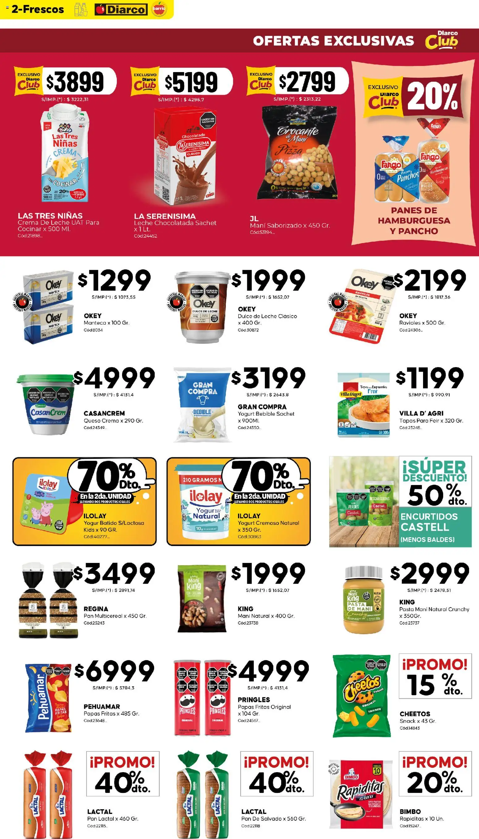Diarco - Ofertas Diarco Barrio │ válido desde el 20/07/2026 | Página: 2 | Productos: Queso crema, Leche, Pizza, Pasta