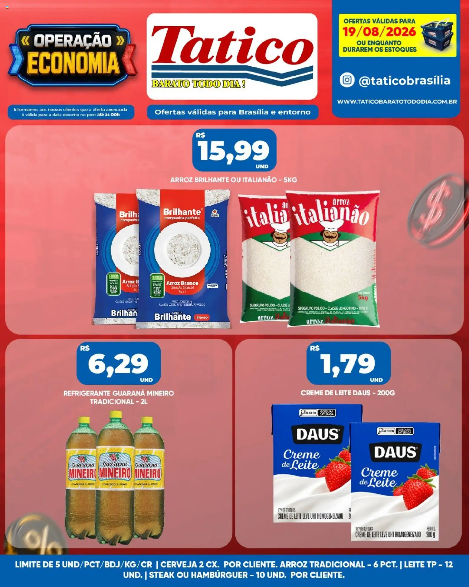 Tatico Folheto - válido de 19/08/2026 | Página: 7 | Produtos: Steak, Leite, Refrigerante, Creme de leite