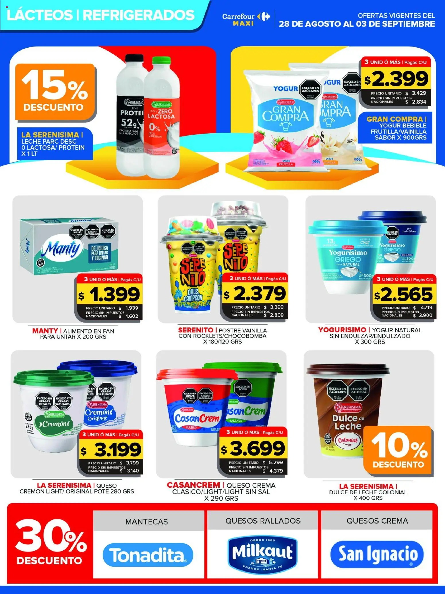 Carrefour Maxi catálogo │ válido desde el 28/08/2026 | Página: 8 | Productos: Dulce de leche, Sal, Proteína, Leche