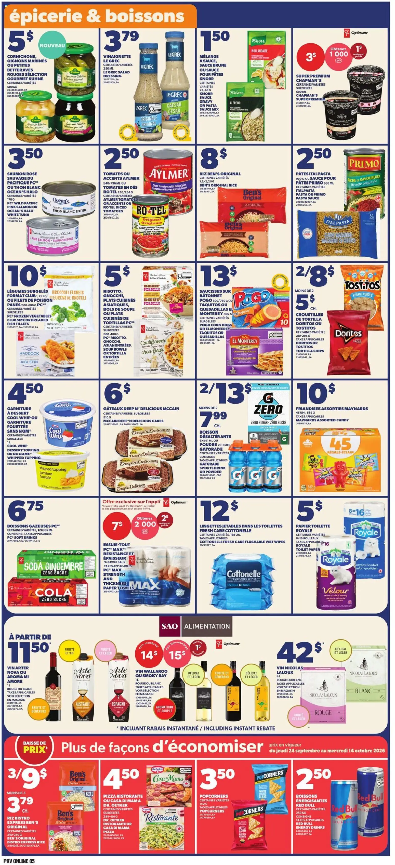 Provigo flyer valid from Sep 24, 2026 | Page: 7 | Products: Paper towels, Sports drink, Dessert, Toilette