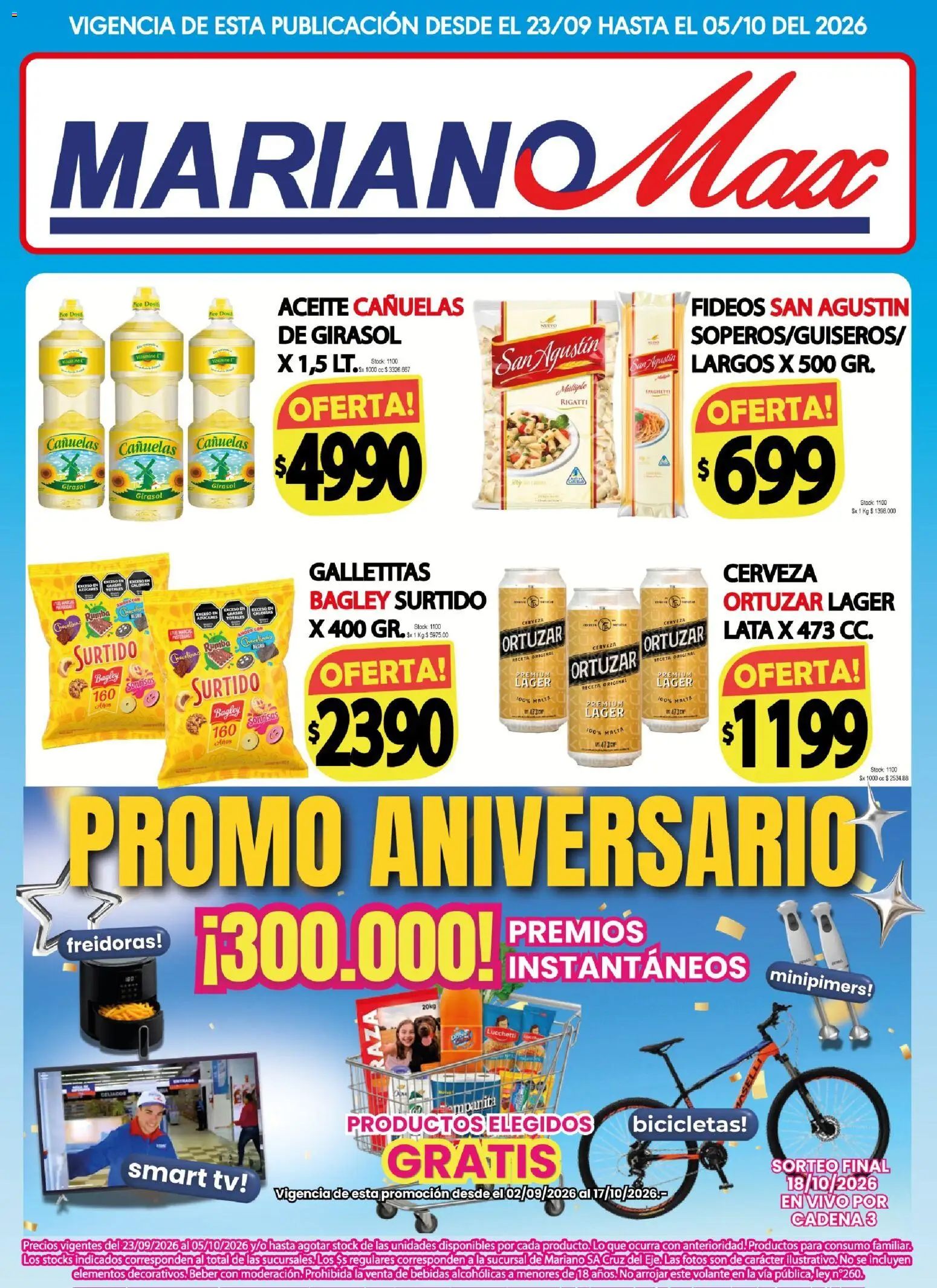 Mariano Max - Catálogo │ válido desde el 23/09/2026 | Página: 1 | Productos: Galletitas, Cerveza, Fideos, Spaghetti