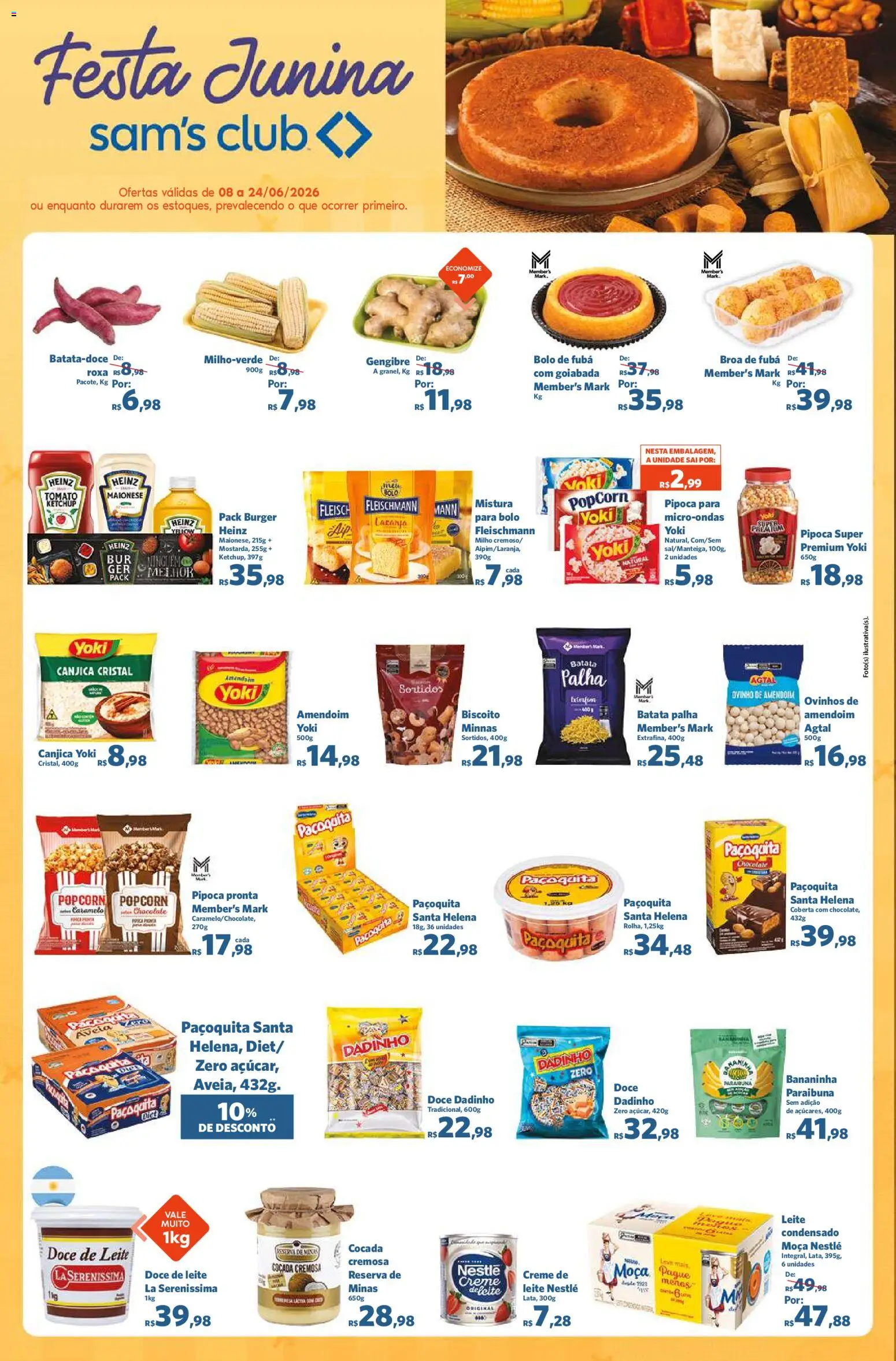 Sam's Club Folheto - válido de 08.06.2026 | Página: 1 | Produtos: Maionese, Leite condensado, Goiabada, Chocolate member's mark