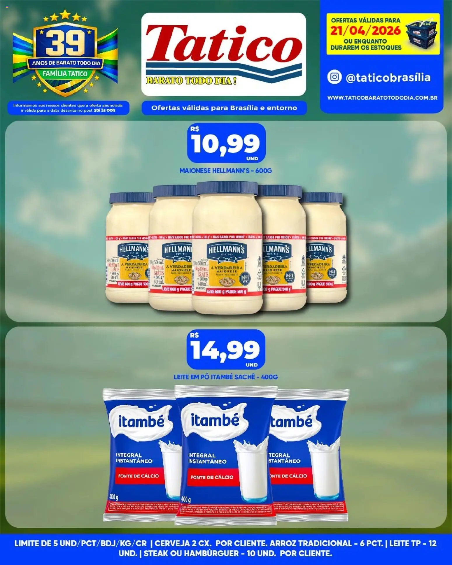 Tatico Folheto - válido de 21.04.2026 | Página: 11 | Produtos: Cerveja, Cálcio, Hambúrguer, Maionese