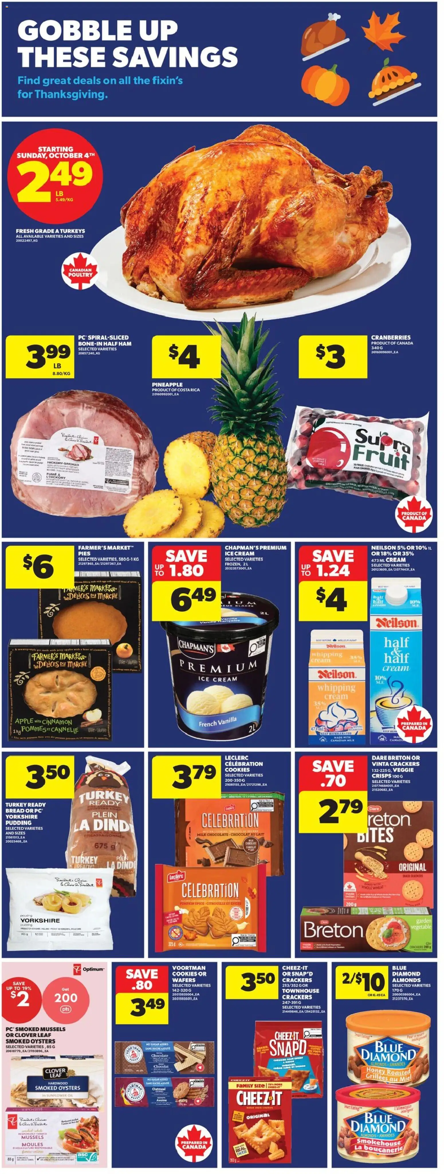 Real Canadian Superstore flyer valid from Oct 1, 2026 | Page: 10 | Products: Ice cream, PC, Onion, Ham