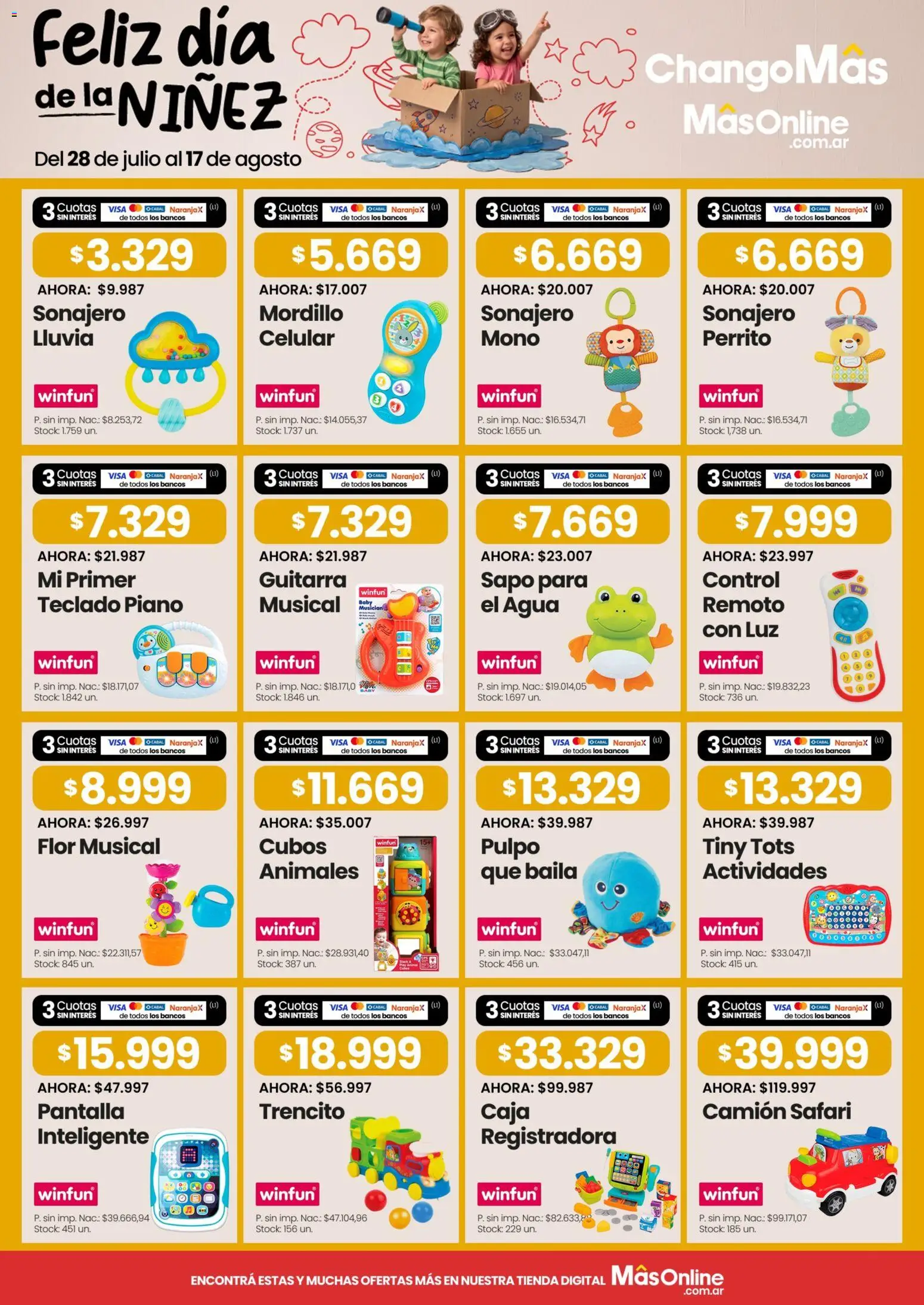 Changomas Feliz dia de la Niňez │ válido desde el 28/07/2026 | Página: 9 | Productos: Teclado, Moño, Caja, Agua