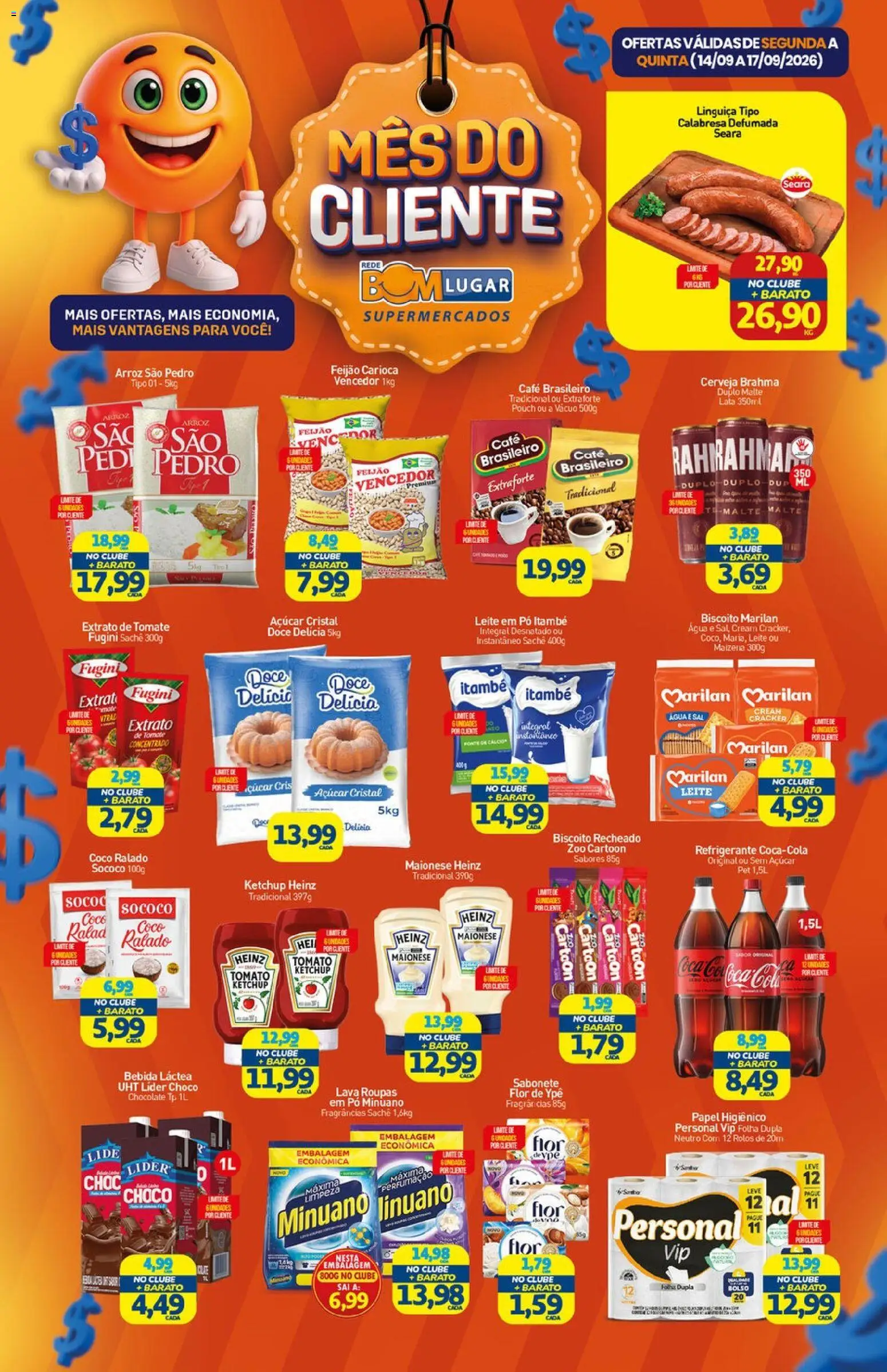 Rede Bom Lugar Folheto - válido de 14/09/2026 | Página: 1 | Produtos: Biscoito, Arroz, Maionese, Cream cracker