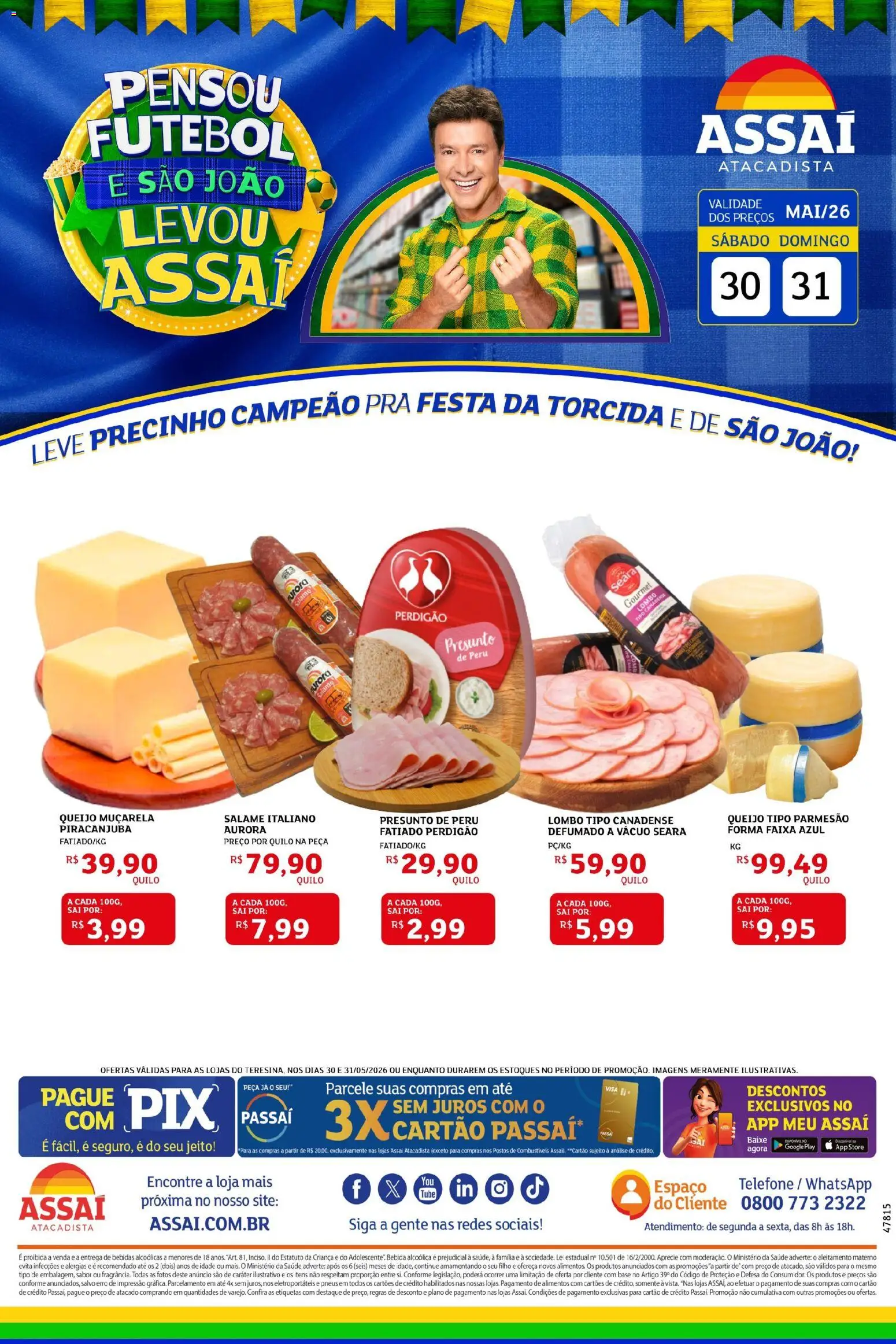 Assaí Atacadista Folheto - válido de 30.05.2026 | Página: 1 | Produtos: Queijo, Pneus, Parmesão, Base
