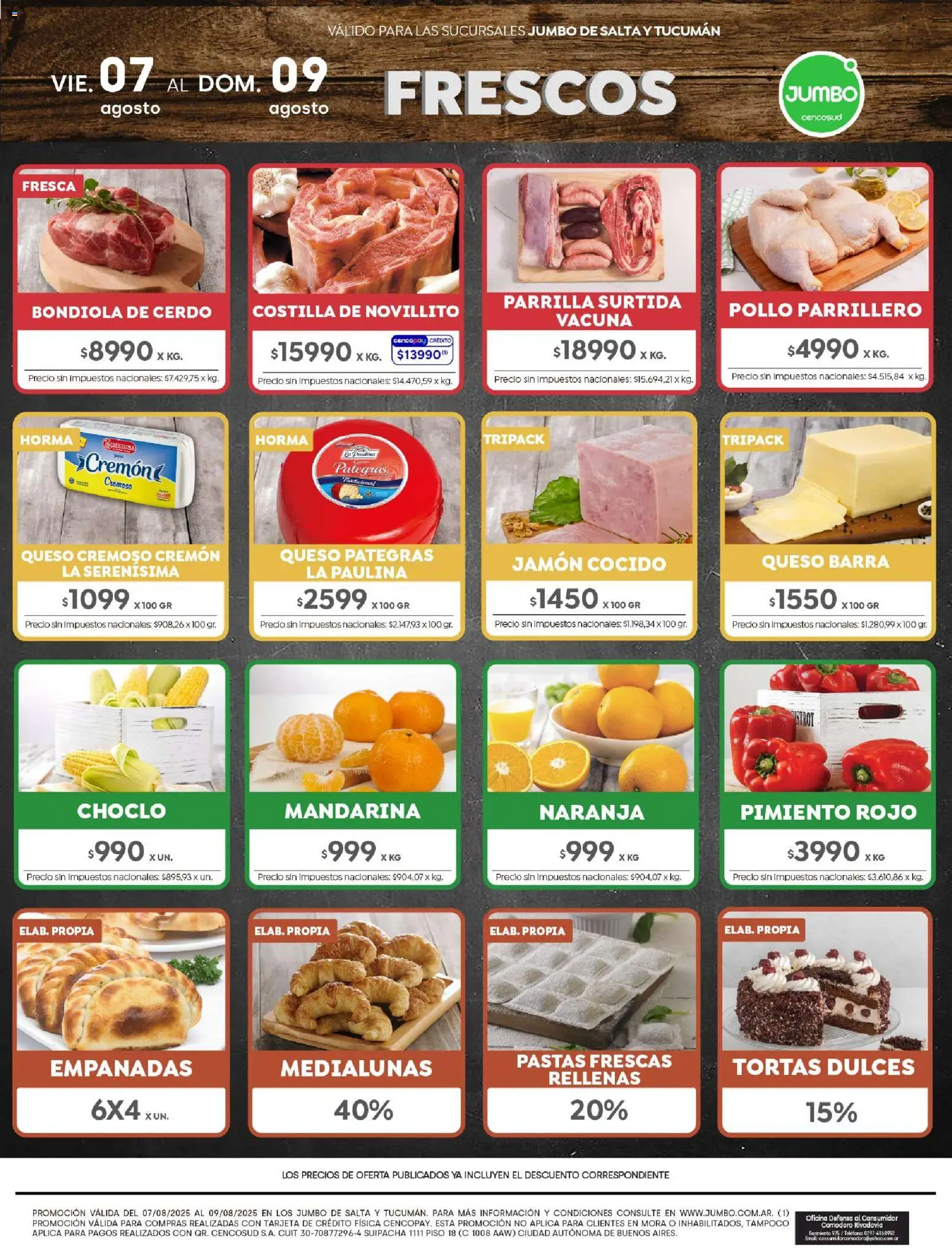 Jumbo - OfertasmSalta & Tucumán │ válido desde el 07/08/2026 | Página: 8 | Productos: Teléfono, Pollo, Queso, Cerdo