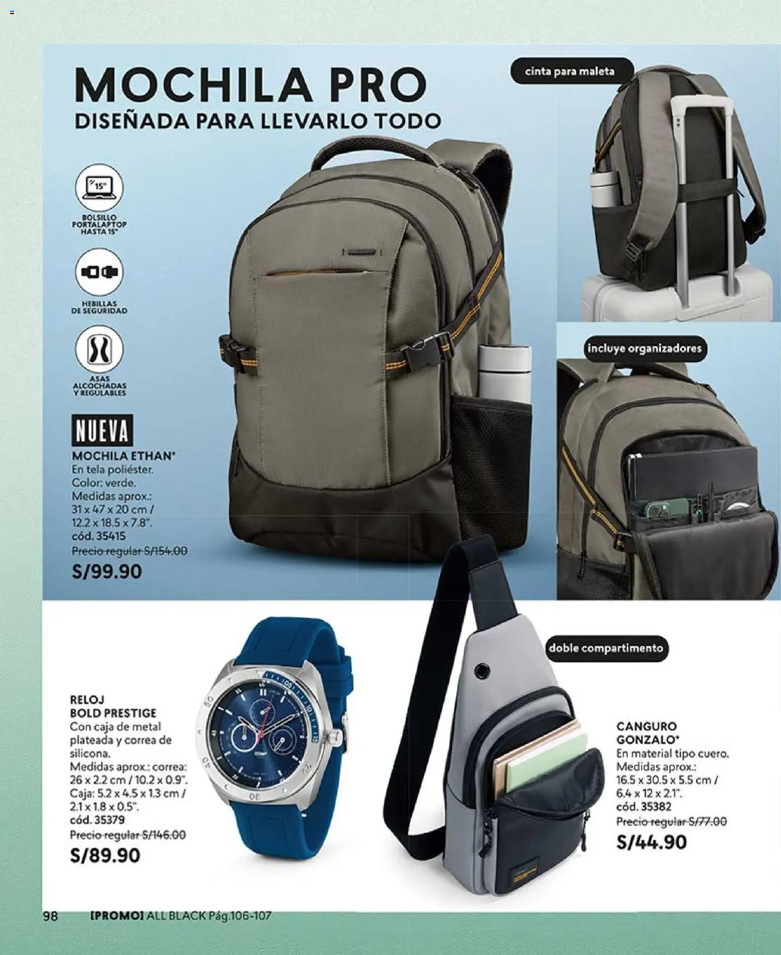 Catálogo CyZone válido desde 14/03/2026 | Página: 98 | Productos: Caja, Mochila, Maleta, Reloj
