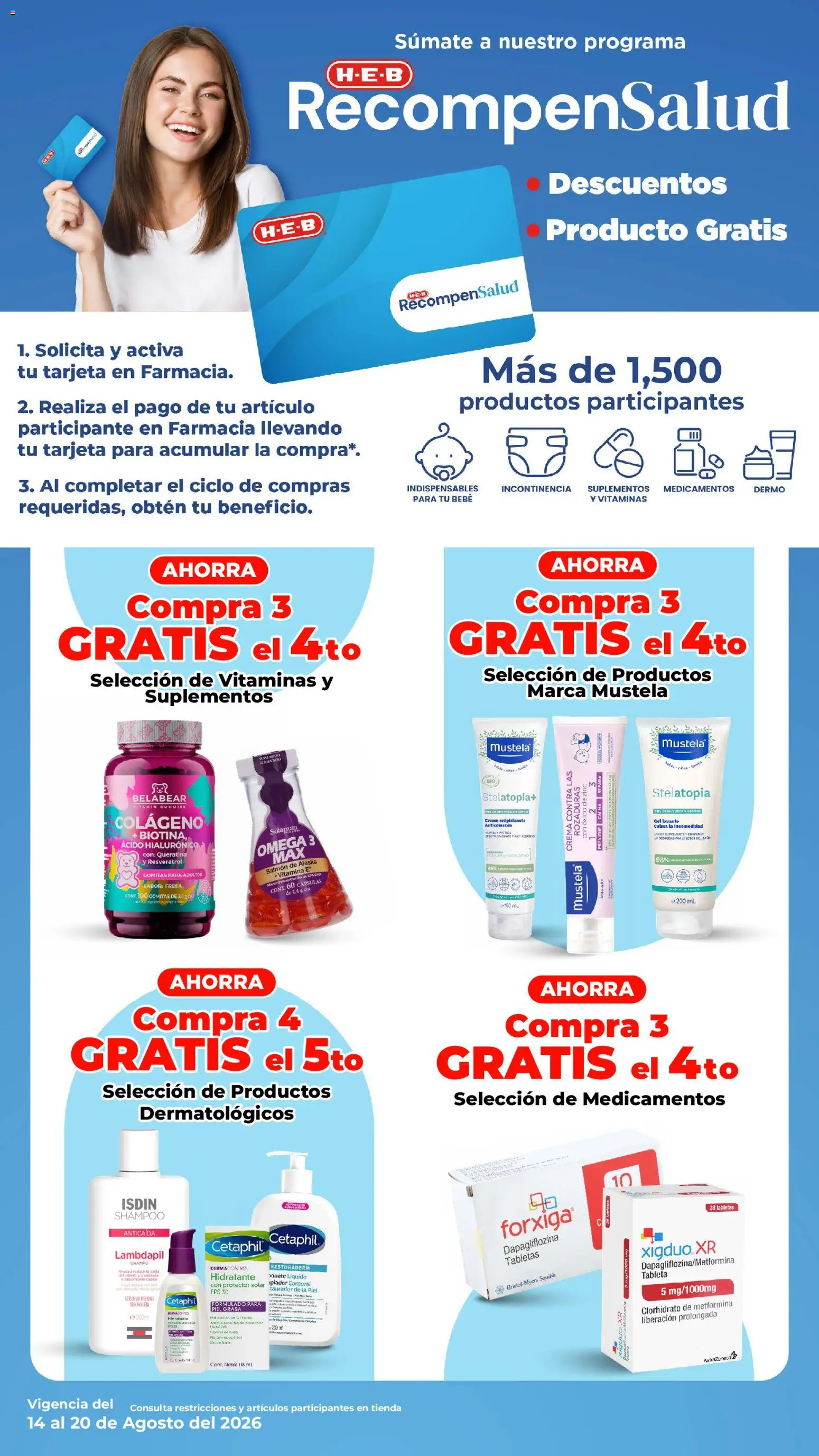 Nuevas ofertas de H-E-B válidas en toda la República Mexicana desde el 14/08/2026. ¡Encuentra las mejores ofertas en H-E-B folleto! | Página: 21 | Productos: Salmón, Vitaminas, Tableta, Protector solar