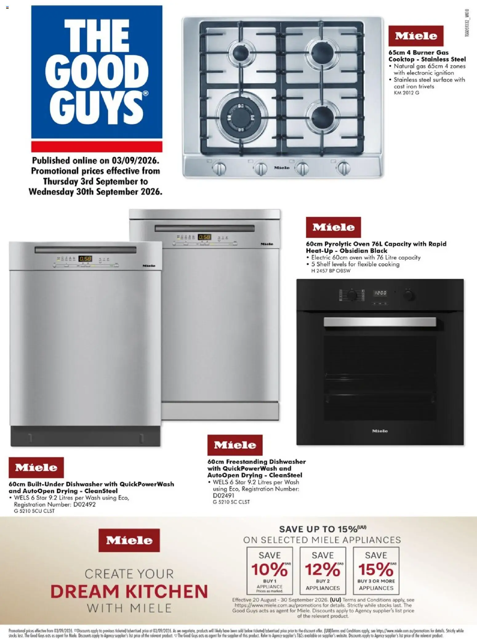 The Good Guys catalogue - valid from 03/09/2026 | Page: 1 | Products: Shelf, Cooktop, Dishwasher, Iron