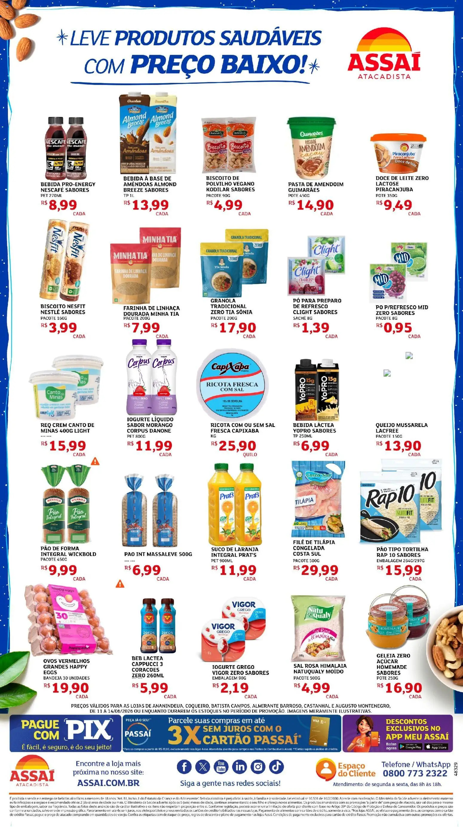 Assaí Atacadista Folheto - válido de 11.06.2026 | Página: 2 | Produtos: Amendoim, Leite, Queijo, Ovos