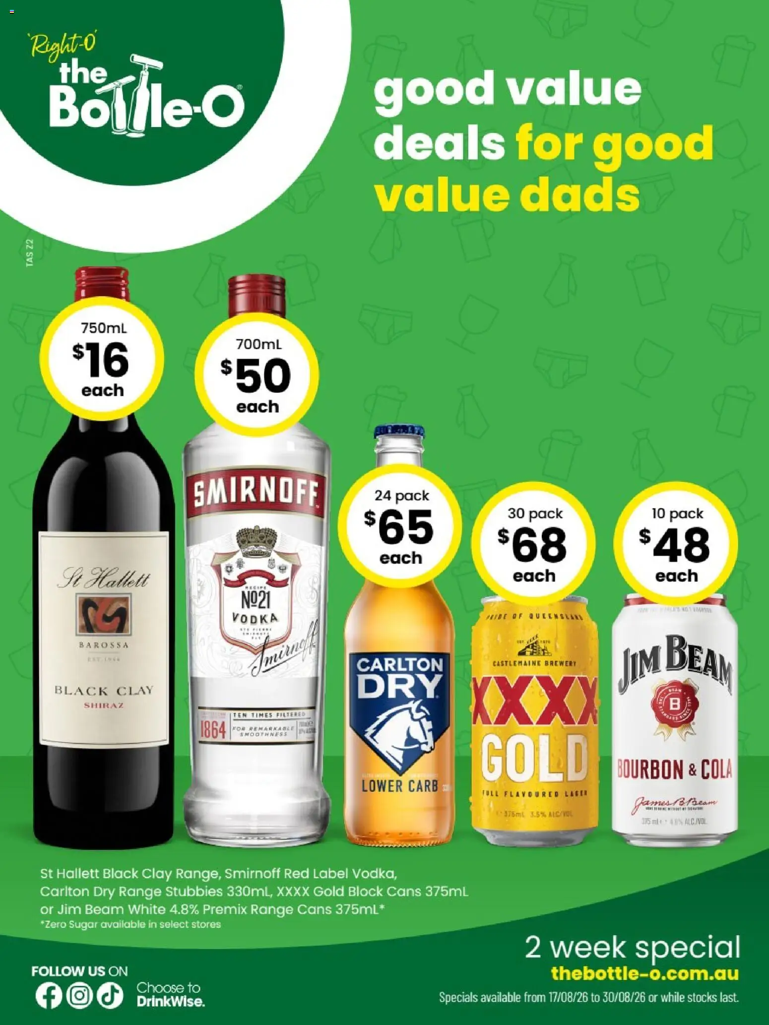 The Bottle-O catalogue - valid from 17/08/2026 | Page: 1 | Products: Jim Beam, Bourbon, Vodka, Clay