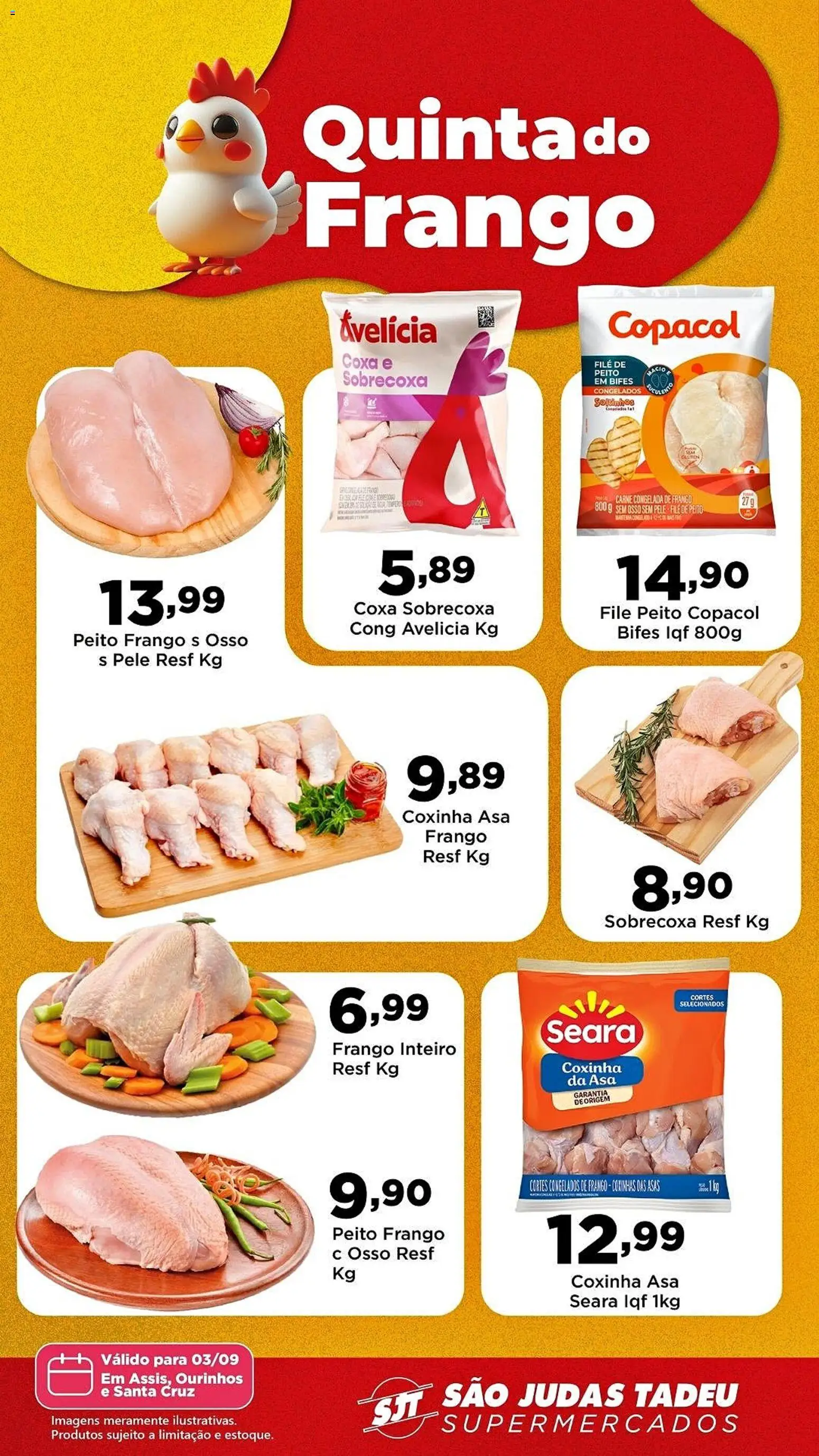 São Judas Tadeu Folheto - válido de 03/09/2026 | Página: 1 | Produtos: Frango inteiro, Carne, Frango