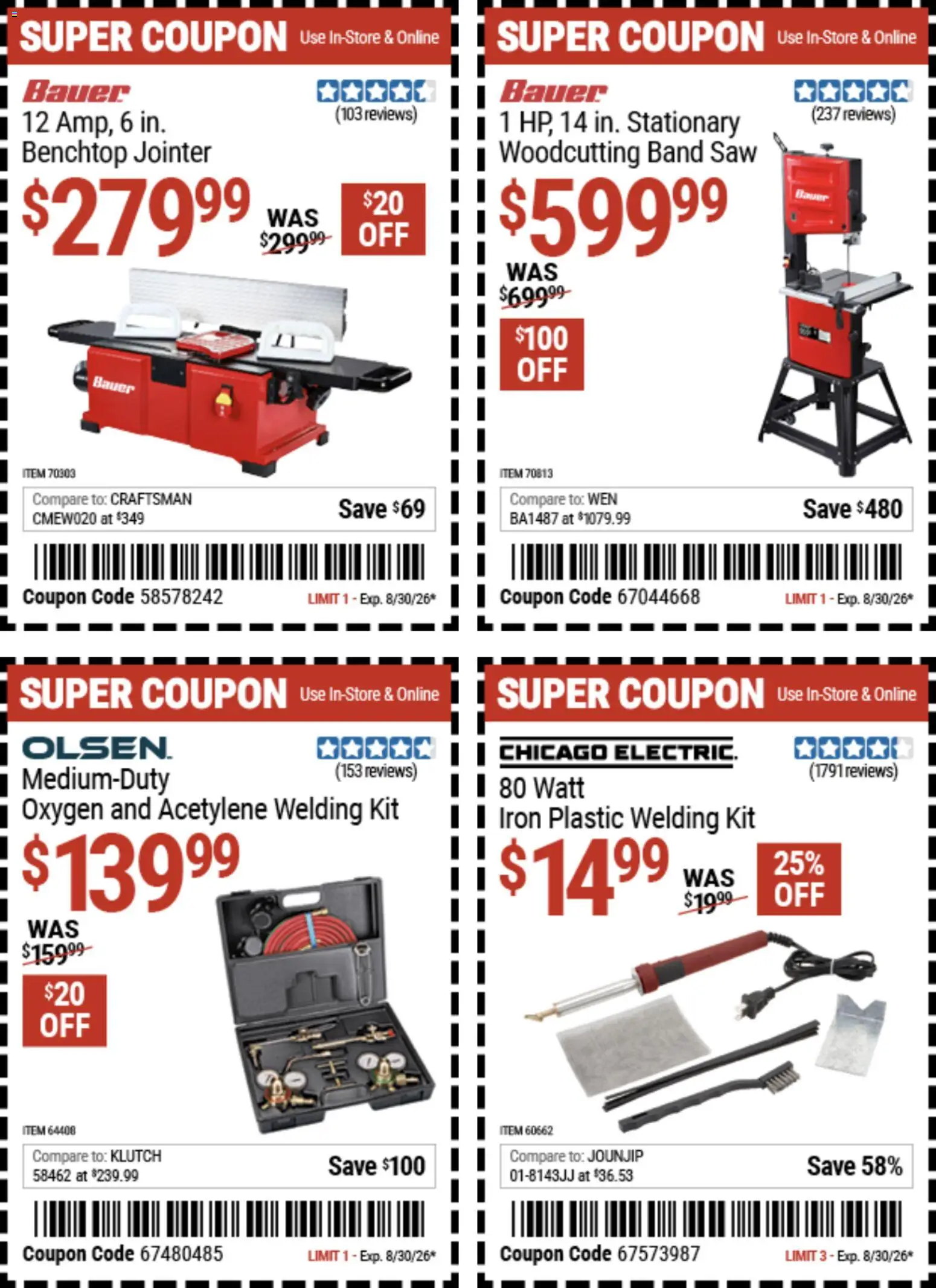 Harbor Freight Weekly Ad - valid from 08/17/2026 | Page: 10 | Products: Saw, Band Saw, Iron